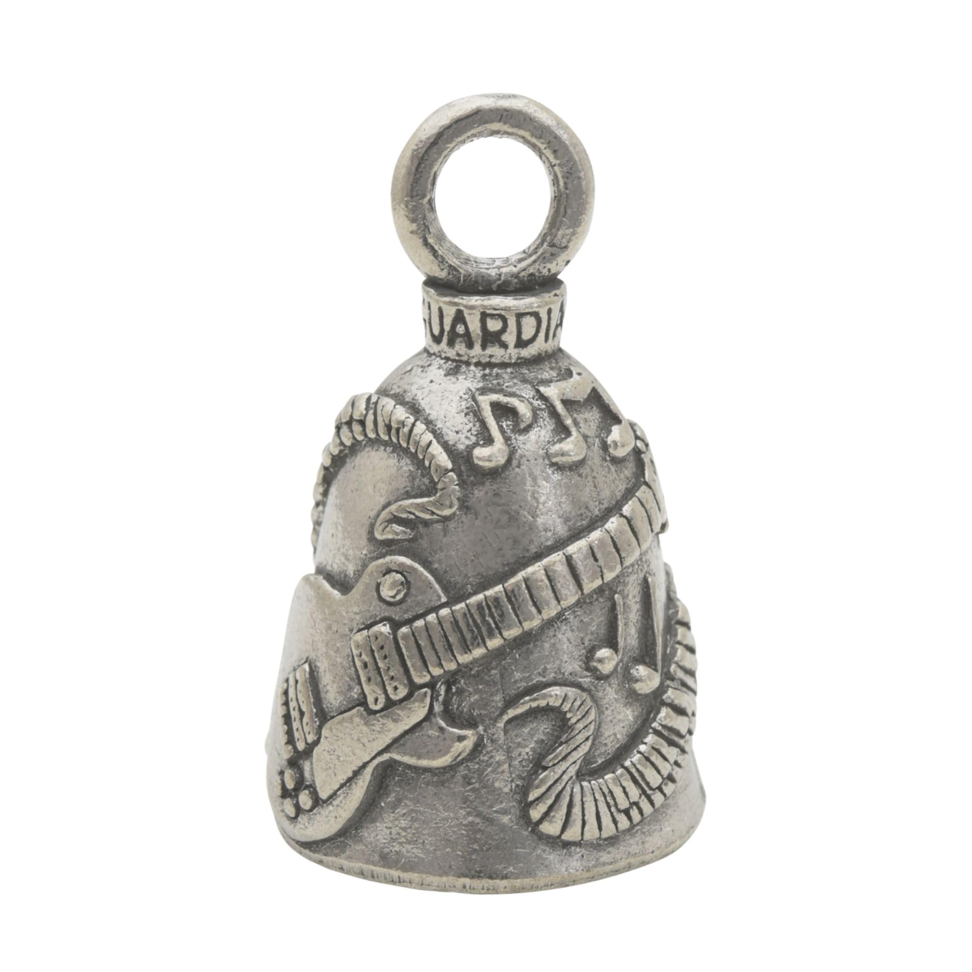 Guardian Bell Guitar Good Luck Bell W/Keyring & Black Velvet Gift Bag | Motorcycle Bell | Lead-Free Pewter | Good Luck Gift To F
