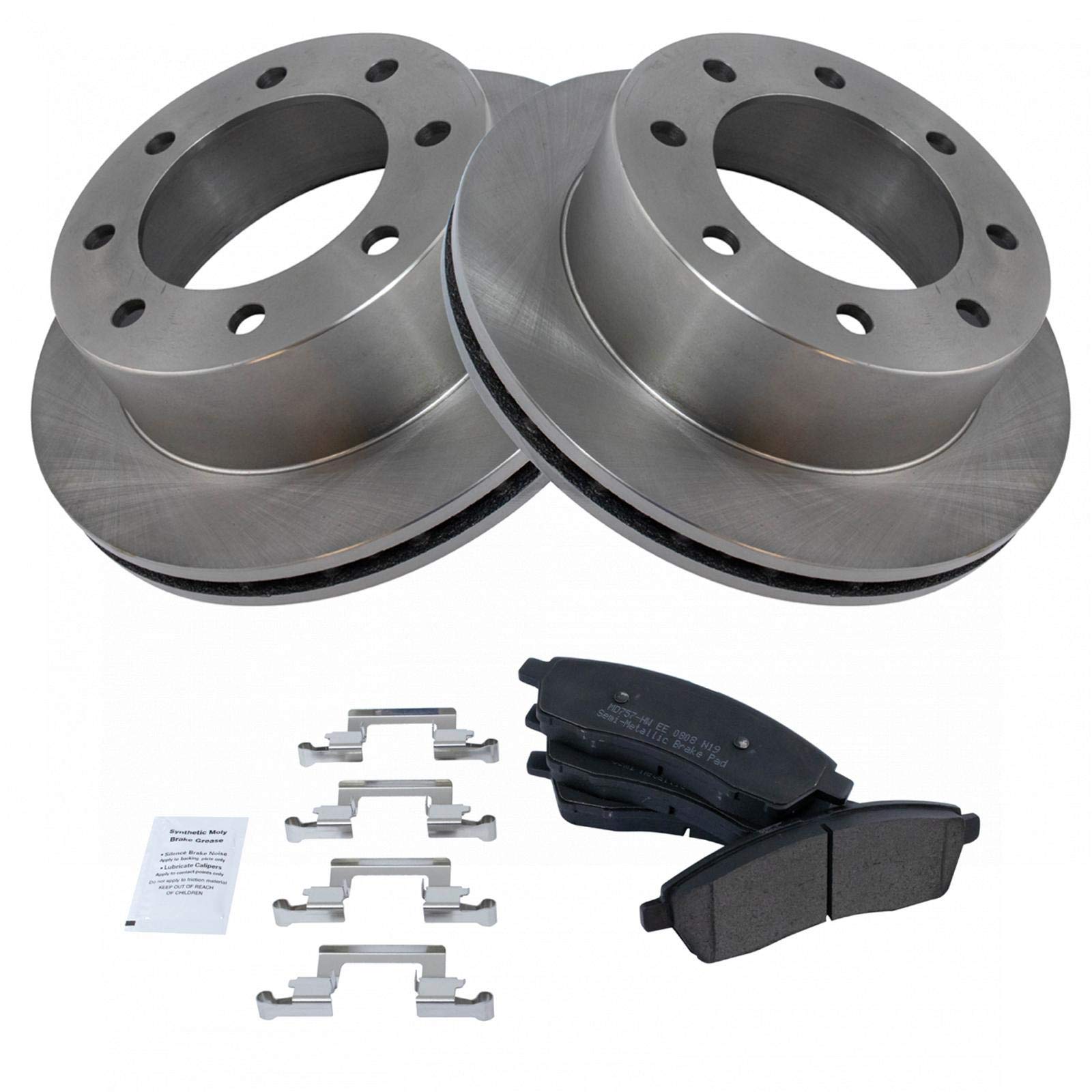 Trq Rear Brake Pad & Rotor Kit Brake Pads Brake Rotor Semi-Metallic Compatible With 2000-2005 Ford Excursion 1999-2004 F-250 Sup