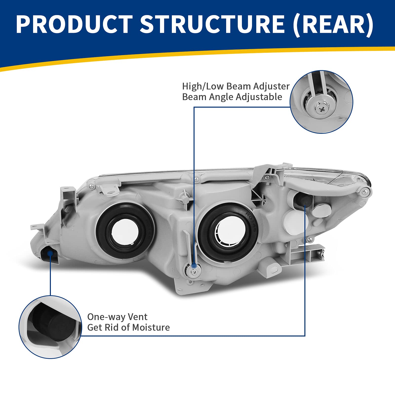 Autosaver88 Headlight Assembly Compatible With 2012-2014 Camry L/Le/Xle/Hybrid Le Xle 12 13 14 Camry Headlamp Replacement Chrome