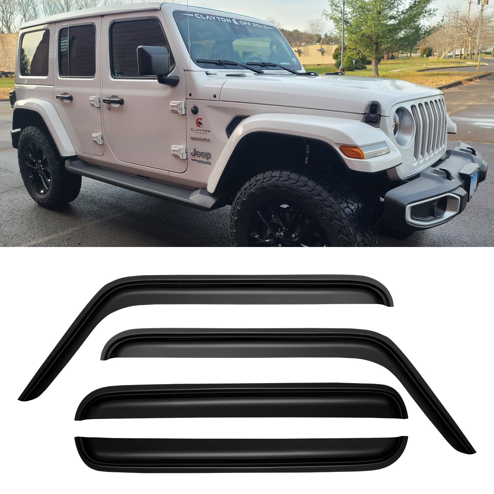 Cxdar Window Visors Rain Guards For 2007-2018 Jeep Wrangler Jk Unlimited, Window Vent Wind Shades Deflectors Shield For 07-18 Wr