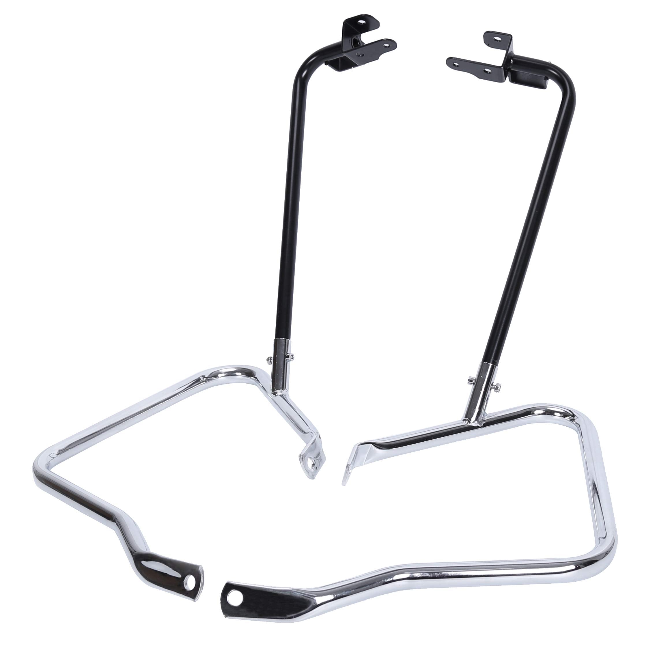 ECOTRIC Saddlebag Bracket Guard Bars Compatible with 2014-2024 Harley Davidson Touring Street Road Glide FLH Saddle Bags Guard Support Bar Mount Chrome & Black