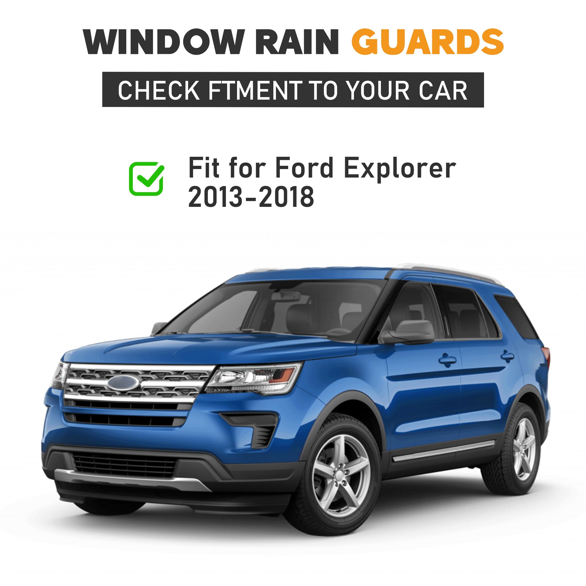 Hope You Ready Shatterproof Tape-On Window Rain Guards Fit For 2013-2018 Ford Explorer, Extra Durable Window Deflectors, Vent Wi