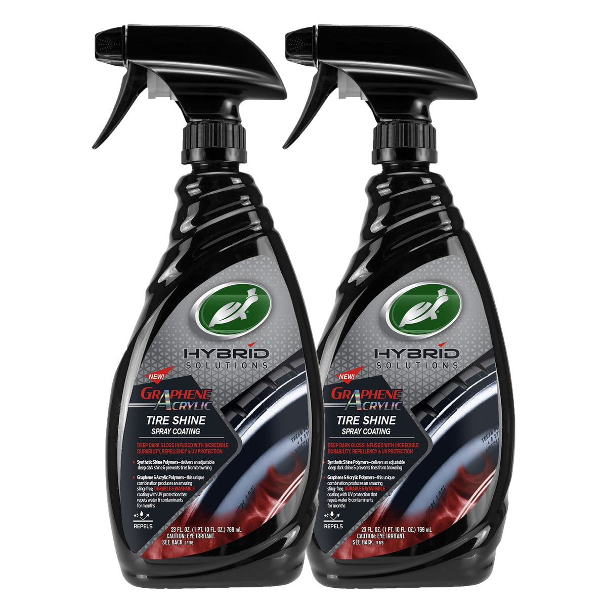 Turtle Wax 54202 Hybrid Solutions Graphene Acrylic Tire Shine Spray Coating, No Sling Tire Dressing, Long Lasting Deep Black Shi