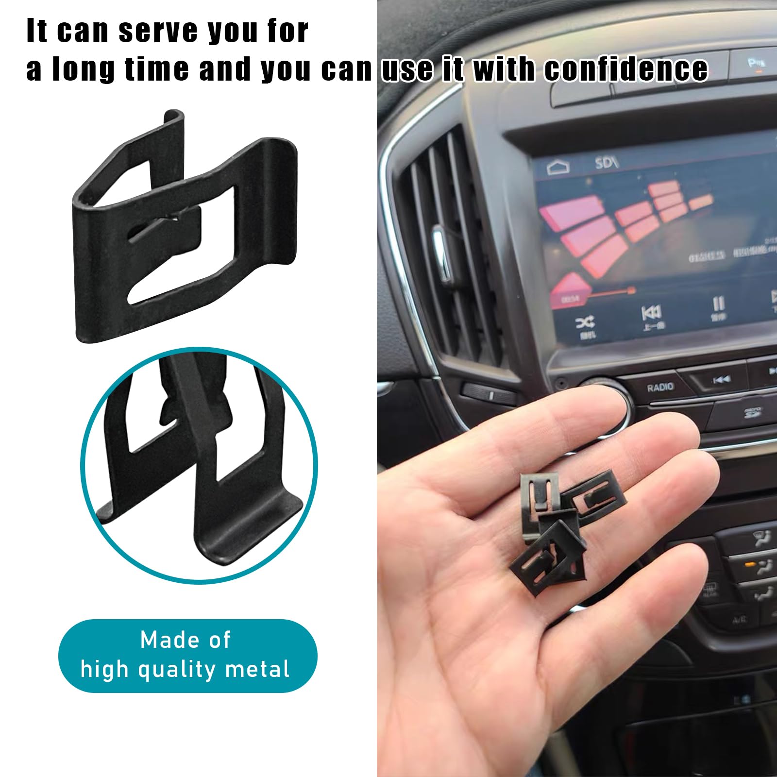 Augeny 10 Pcs Dashboard Trim Clips, Metal Car Front Console Dash Retainer, Universal Automotive Dashboard Trim Clip, Vehicle Interior Clip Fasteners Replacement For Most Cars