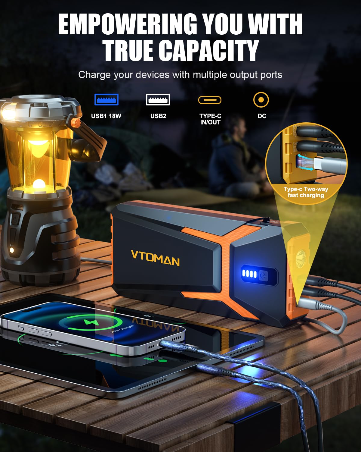 Vtoman V10 3500A Jump Starter, Portable Car Starter (9.5L Gas,7.5L Diesel Engine) 12V Lithium Jump Box, Auto Battery Booster Pow