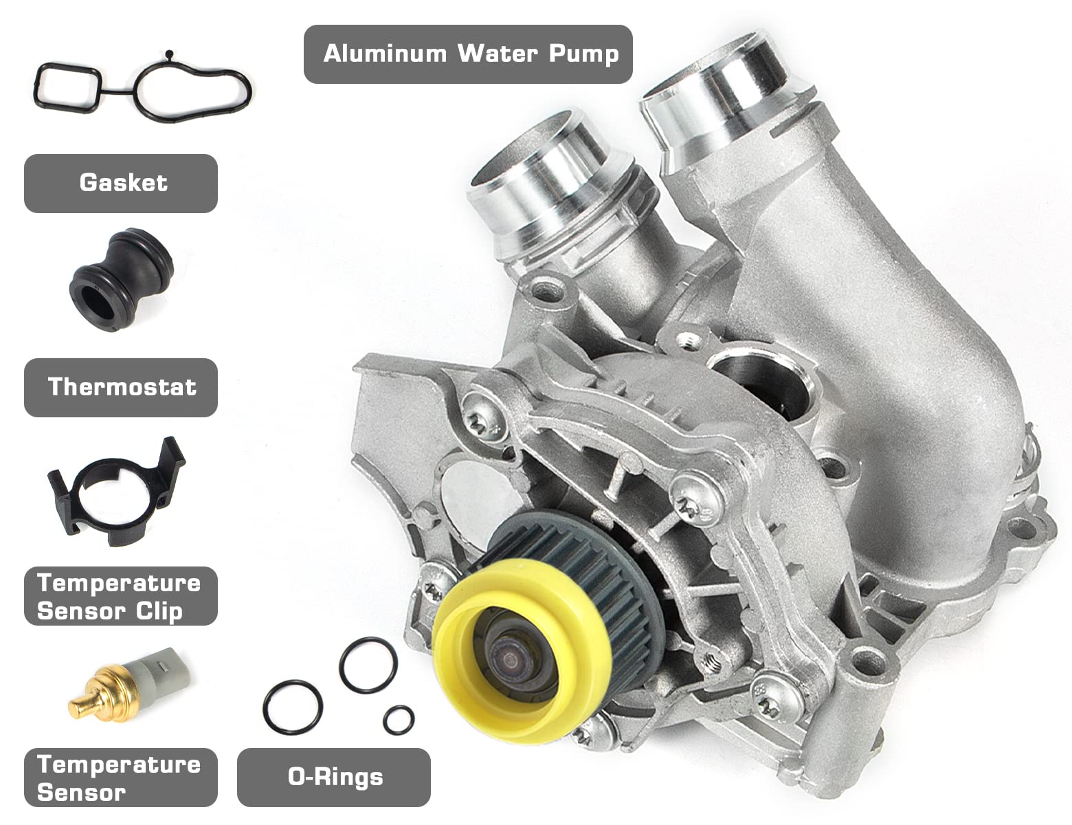 Aumzong Electric Engine Water Pump Assembly Compatible With 2008-2016 Audi A3 A4 A5 A6 Q3 Q5 Tt Quattro Allroad Vw Beetle Cc Eos Gti Jetta Passat 2.0L,Replaces#Oe 06H121026Cq 06H121026Ab