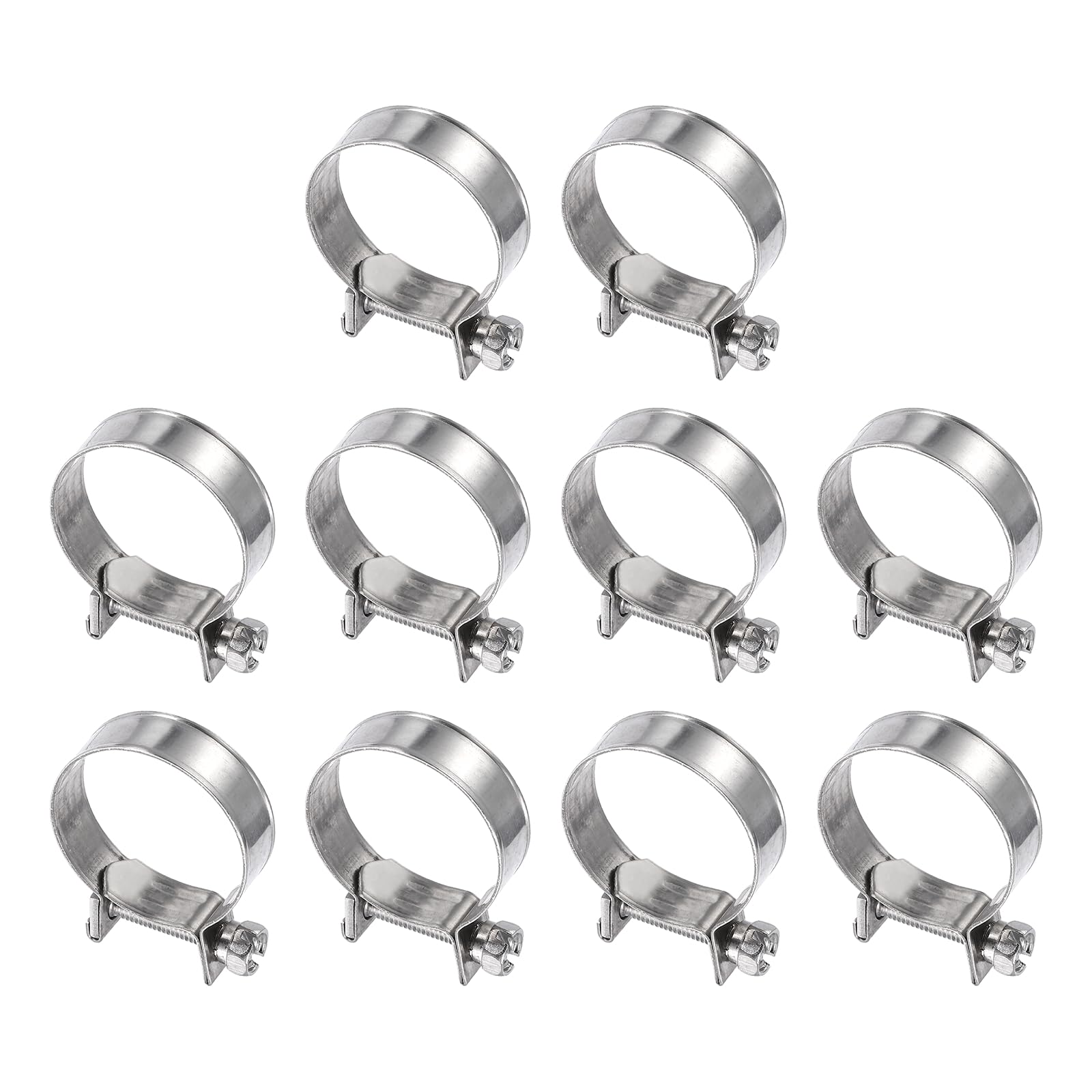 HARFINGTON 10pcs Fuel Injection Hose Clamp 25-27mm Adjustable 304 Stainless Steel Mini Gas Line Hose Clamp for Automotive Agricu