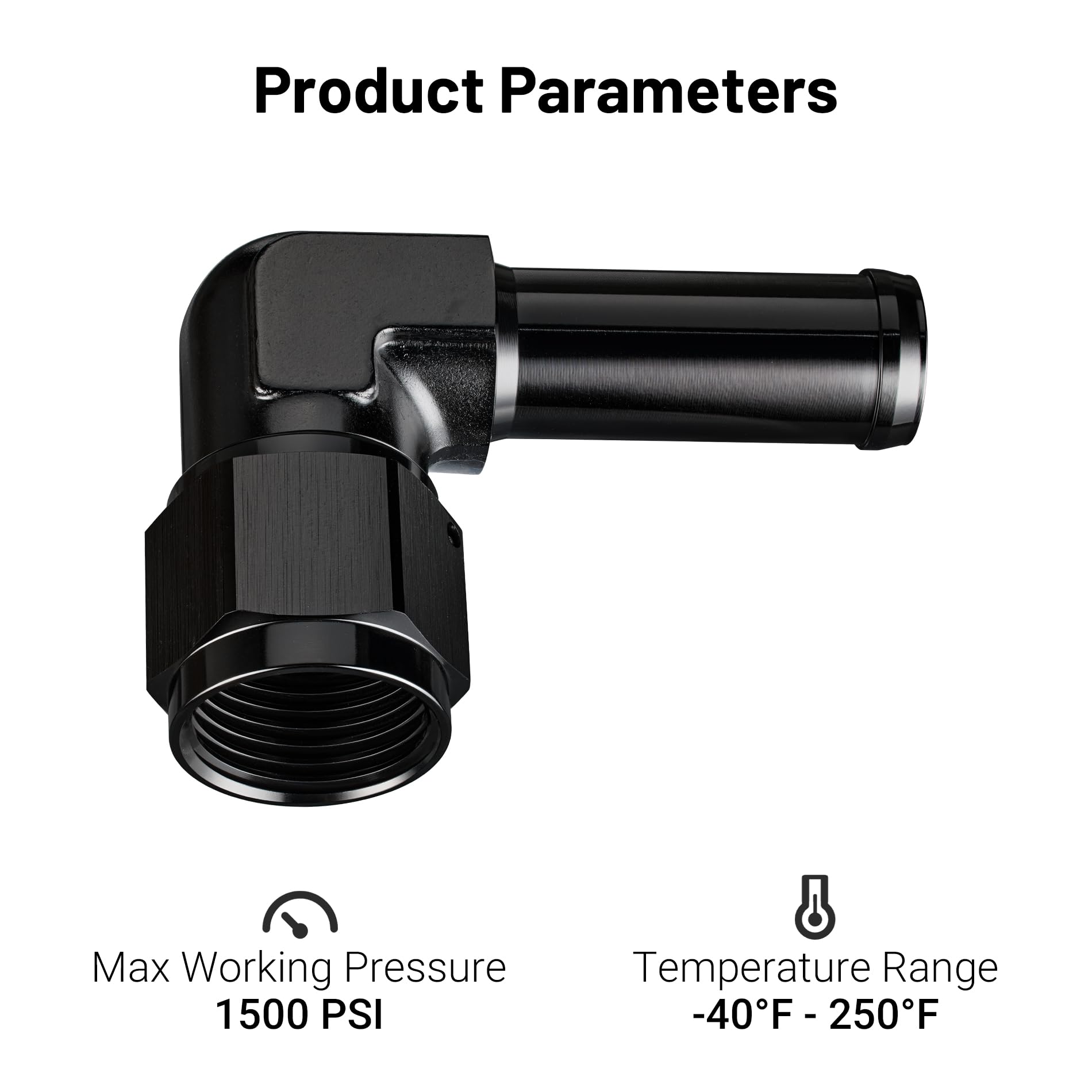 EVIL ENERGY 10AN Female to 5/8'' Barb Hose Fitting 90 Degree Swivel 2PCS