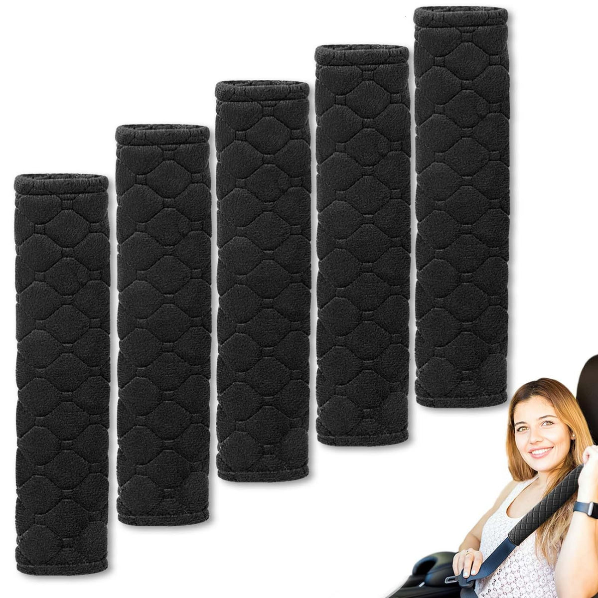 Wssrogy 5 Pack Safe Belt Pads For Car Seatbelt Protector Long Soft Comfort Safe Belt Shoulder Strap Covers Pads For Protecting Neck And Shoulder (Black)