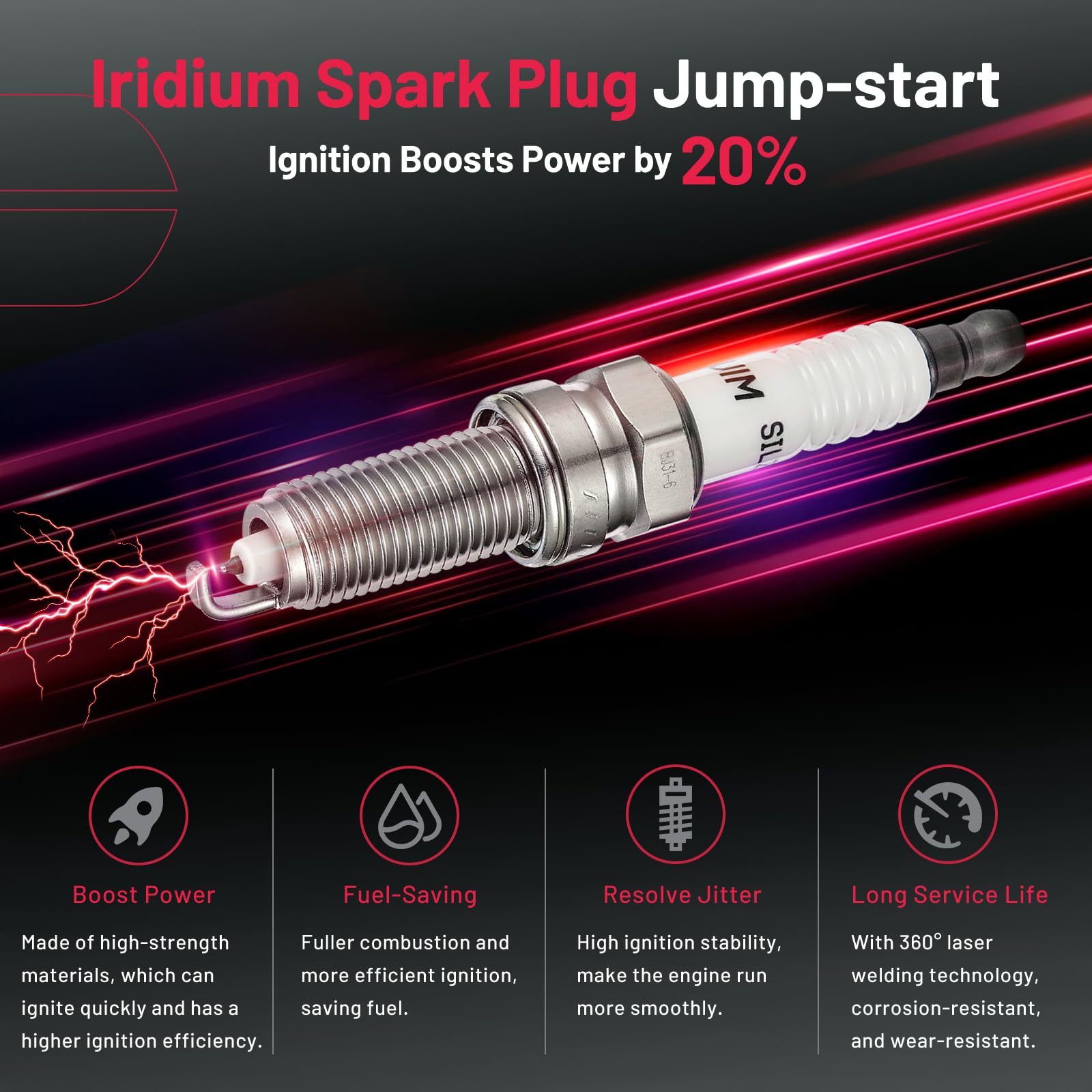 BDFHYK Ignition Coils UF611 and Iridium Spark Plug XP6203 Compatible with Hyundai Equus Genesis Sonata Tucson Kia Borrego K900 O