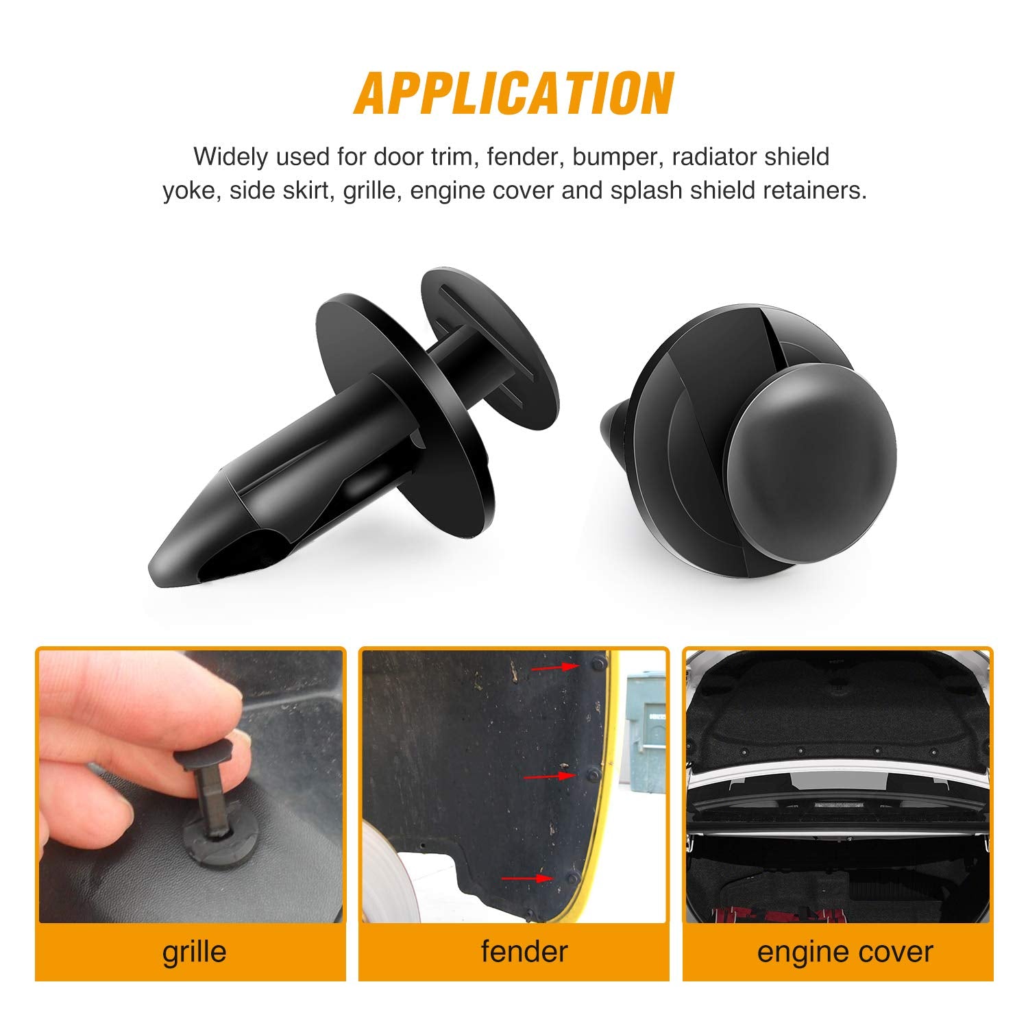 GOOACC Universal Plastic Fender Clips,200 Pcs Push Bumper Fastener Rivet Clips with 6 Size Auto Body Retainer Clips Bumpers,Car