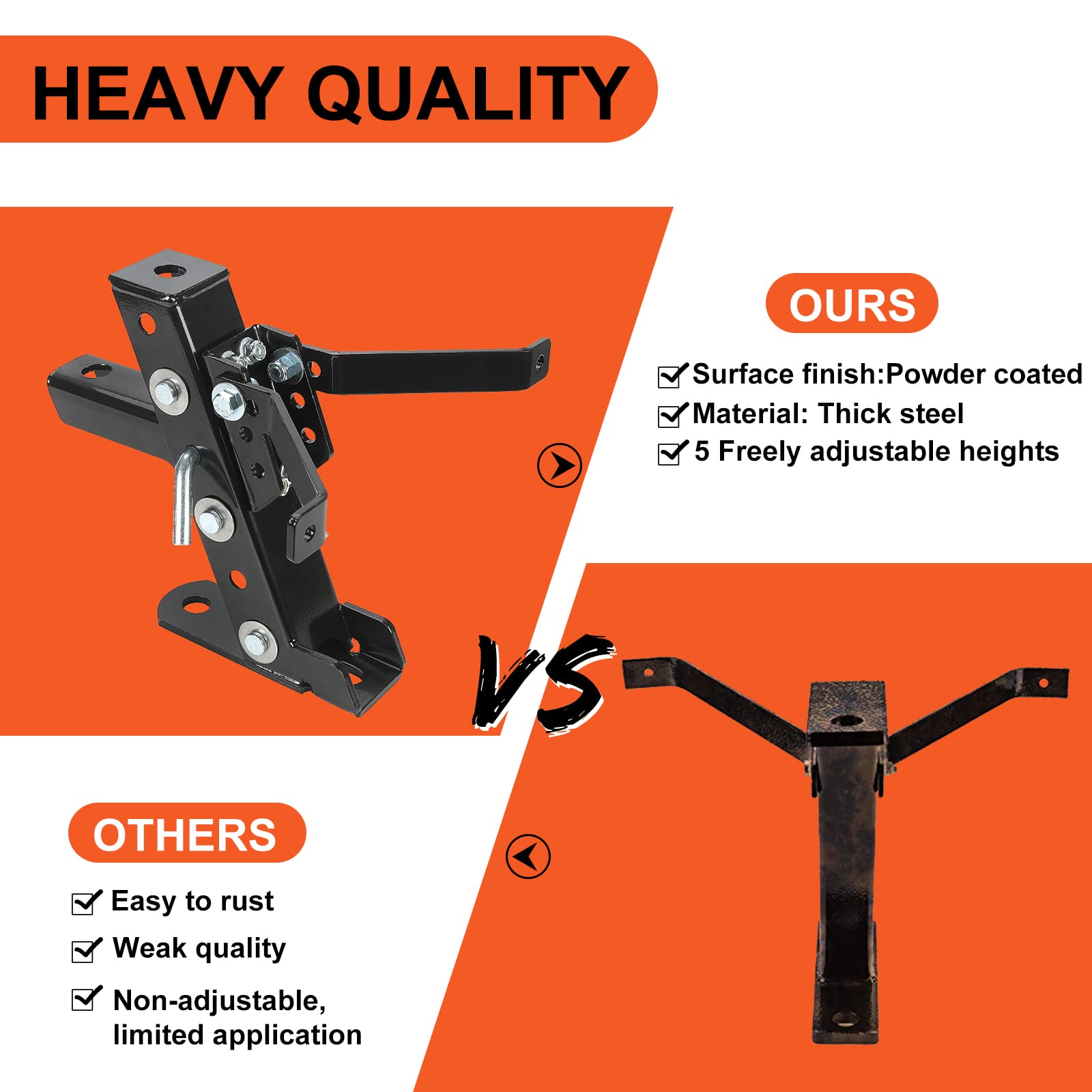 Ecotric Heavy Duty Adjustable Lawn Mower Trailer Towing Hitch, Garden Tractor Hitch Steel Compatible With John Deere Cub Cadet C