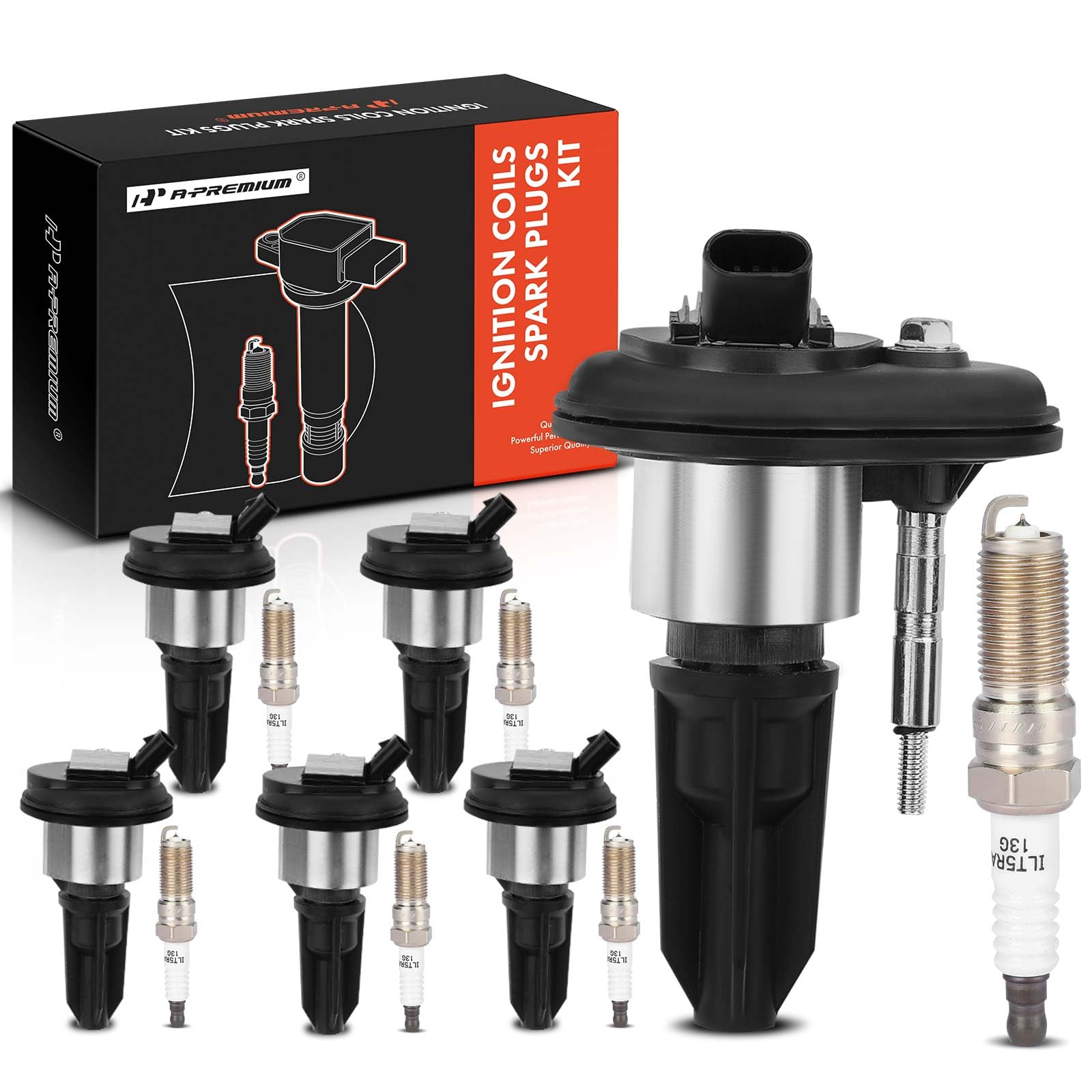 A-Premium Set Of 6 Ignition Coil Pack And Iridium Spark Plugs Compatible With Chevy Trailblazer Colorado Gmc Canyon Envoy Xl Xuv