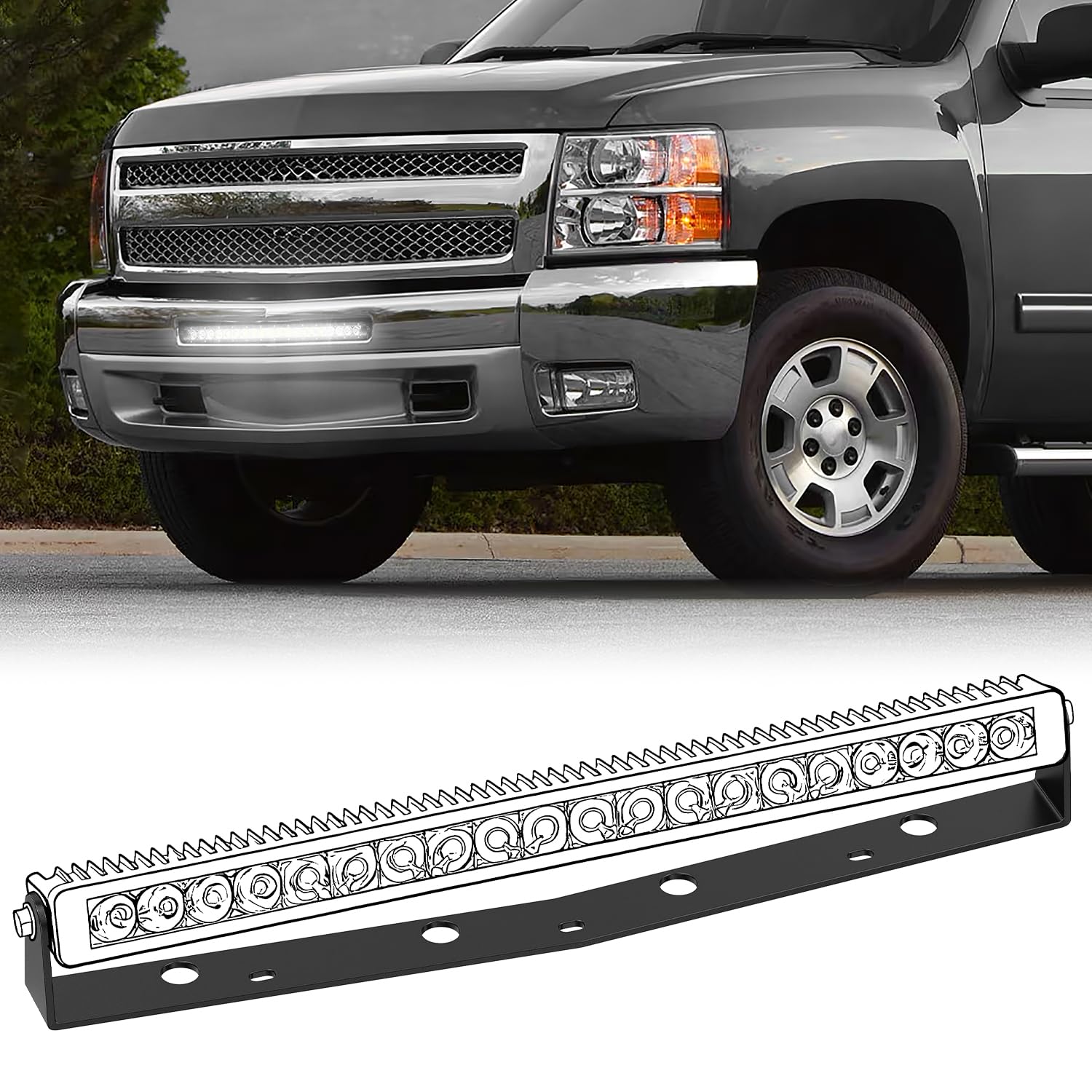 Nilight Front Lower Hidden Bumper Mounting Brackets for 22inch Single Row LED Light Bar Compatible with 2007-2013 Chevy Silverad