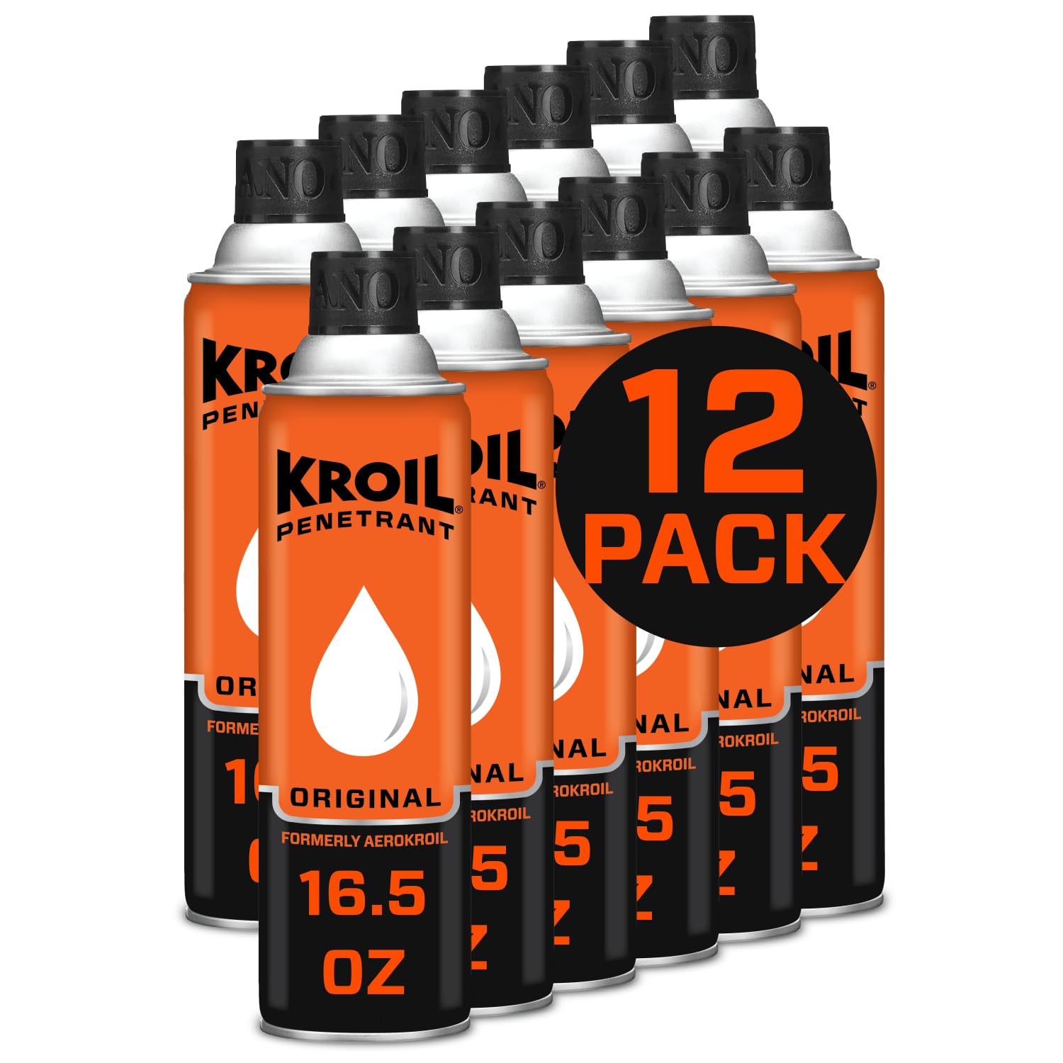 Kroil Original Penetrating Oil (Aerosol Spray-16.5Oz Can-Case Of 12) | Penetrant For Rusted Bolts, Metal, Hinges, Chains, Moving