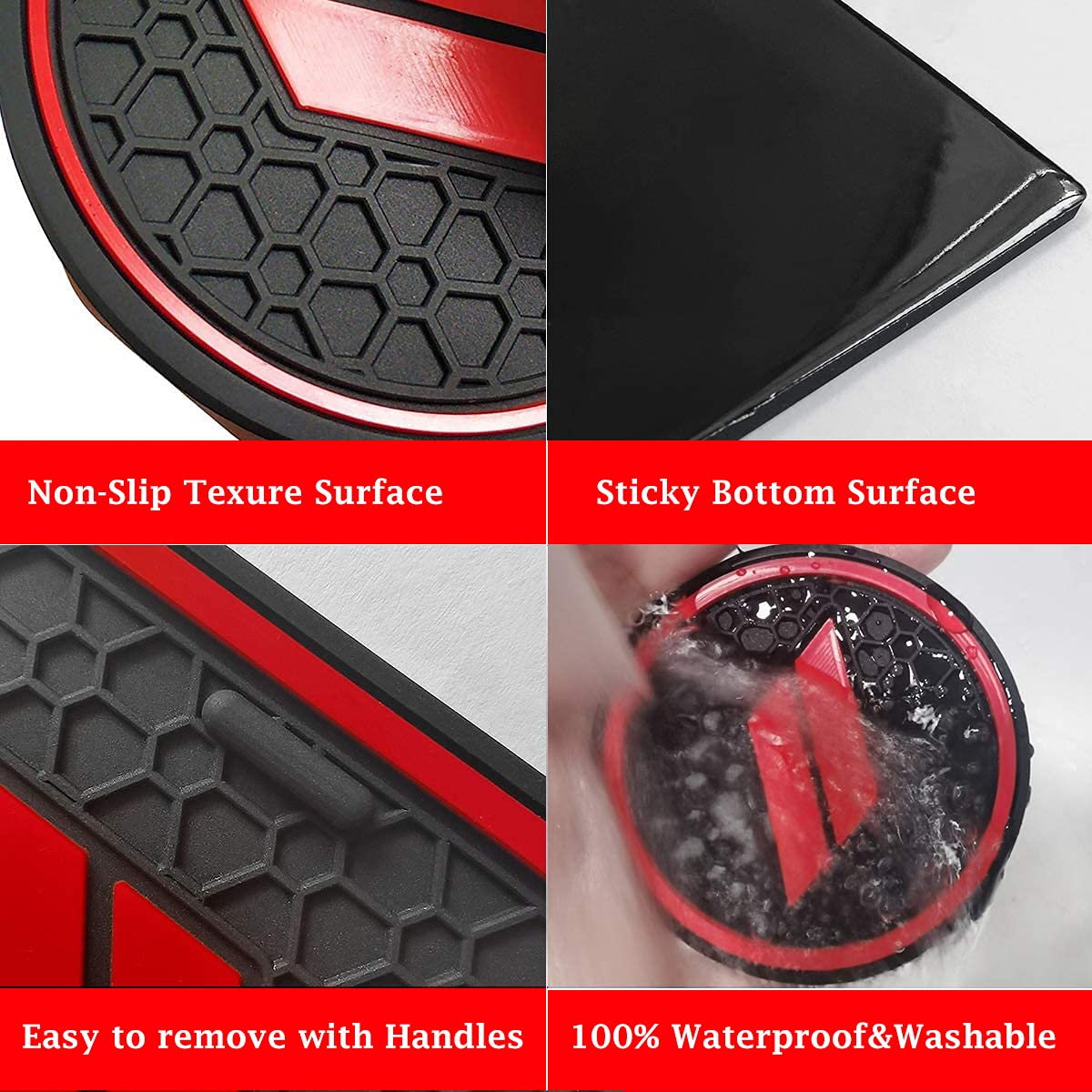 Auprite Anti Dust Mats For Dodge Challenger Accessories 2015 2016 2017 2018 2019 2020 2021 2022,Custom Fit Cup Holder Liners Mats Door Pocket Center Console Liners (Red, 11Pcs/Kit)