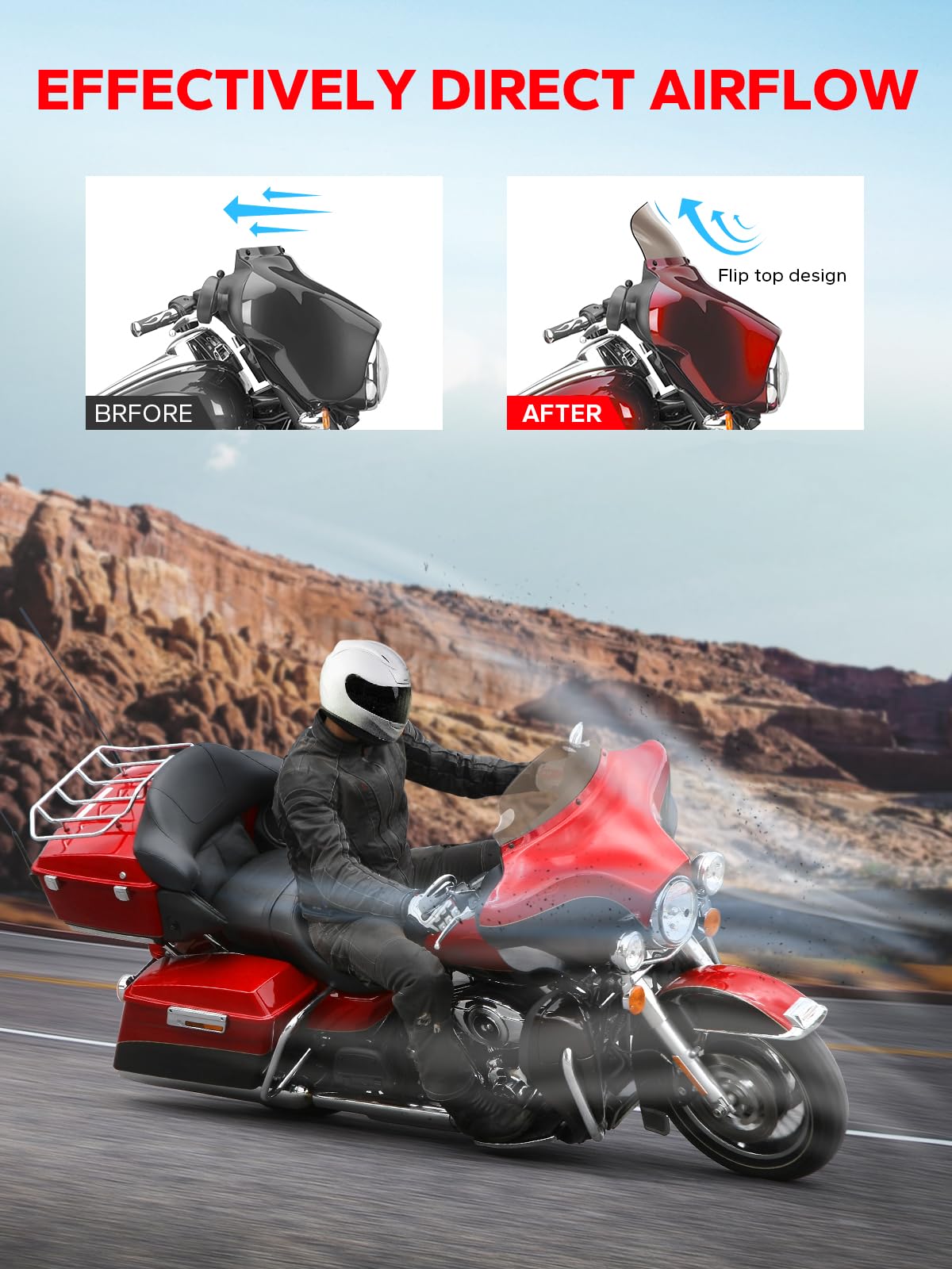 Amazicha Smoke Tint 6'' Windshield Windscreen 96-13 Compatible For Harley Touring Electra Street Glide 1996-2013