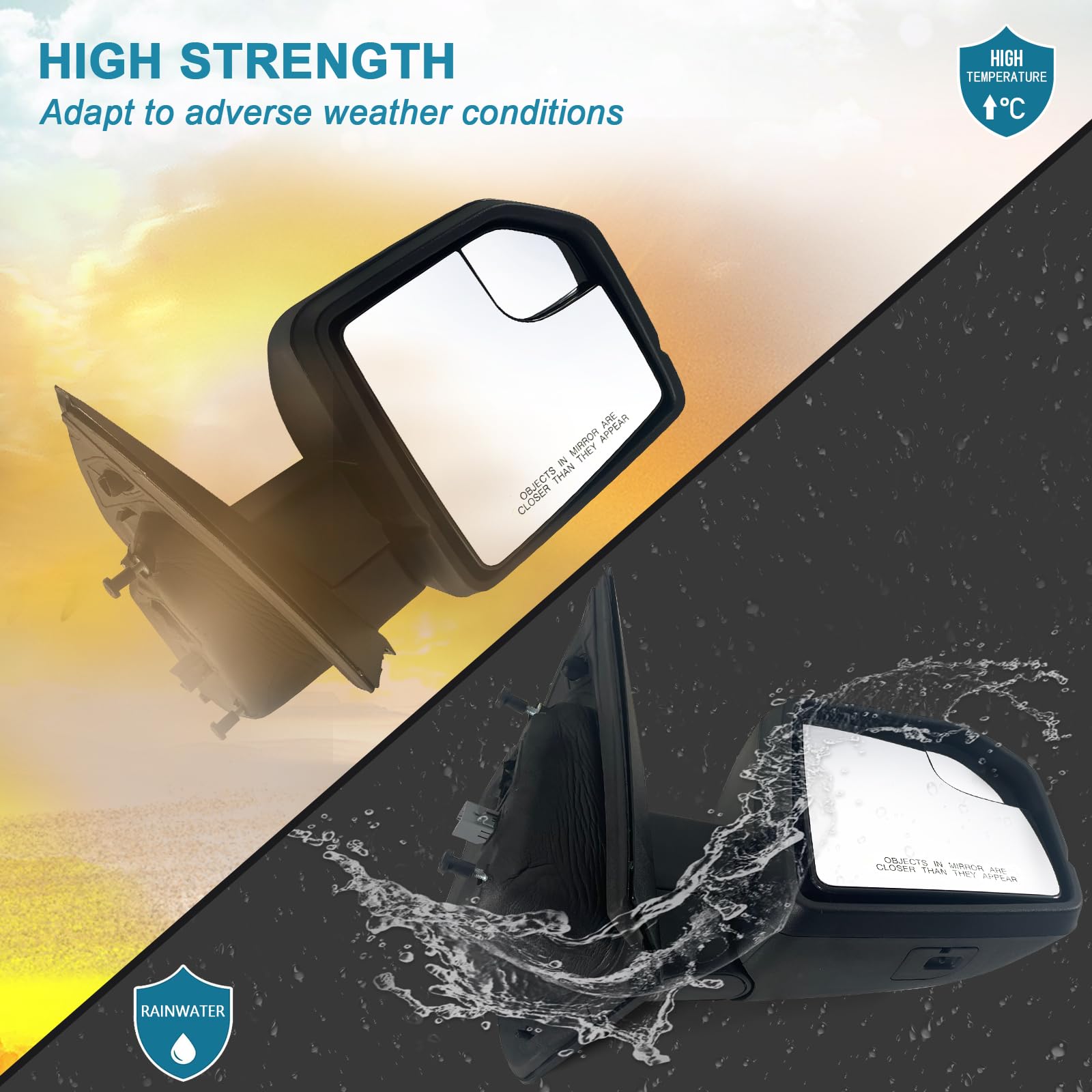 Lqito Right Passenger side Mirror with Power Glass, Outdoor Temperature Sensor and Manual Folding Fits 2015-2020 Ford F150 Witho