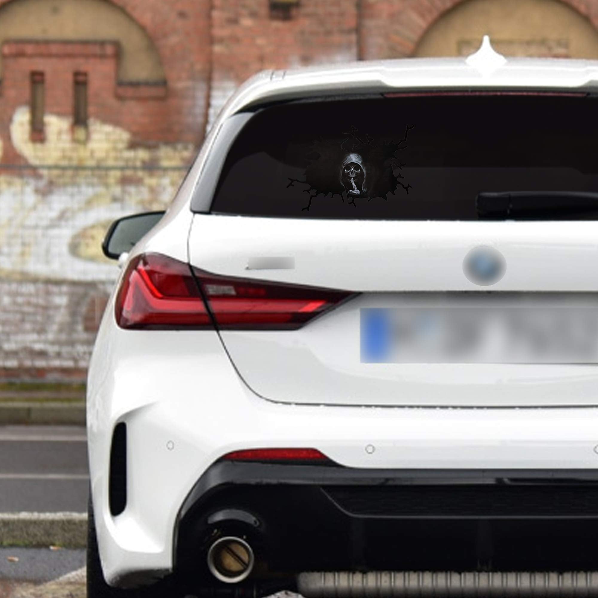 TOMALL 2pcs 3D Silent Skull Stickers for Car Halloween Theme Scary Grim Reaper Ghost Decal for Car Truck Window Windshield Door Trunk Wall Funny Self-Adhesive Creative Personality Decoration (29cm)