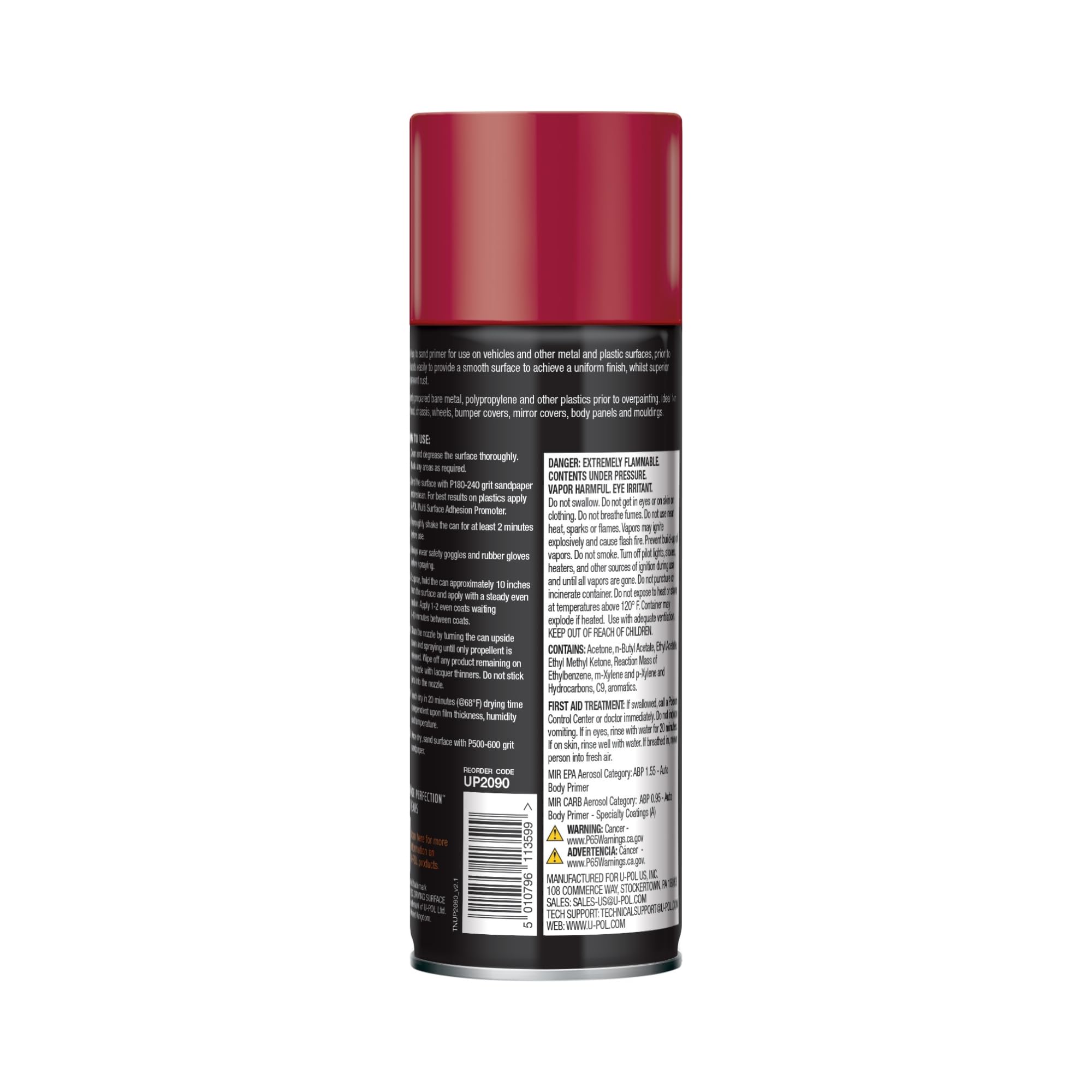 U-POL Sandable Primer, Fast-Drying, Durable & All-Purpose Primer Spray With Anti-Rust Technology, Red