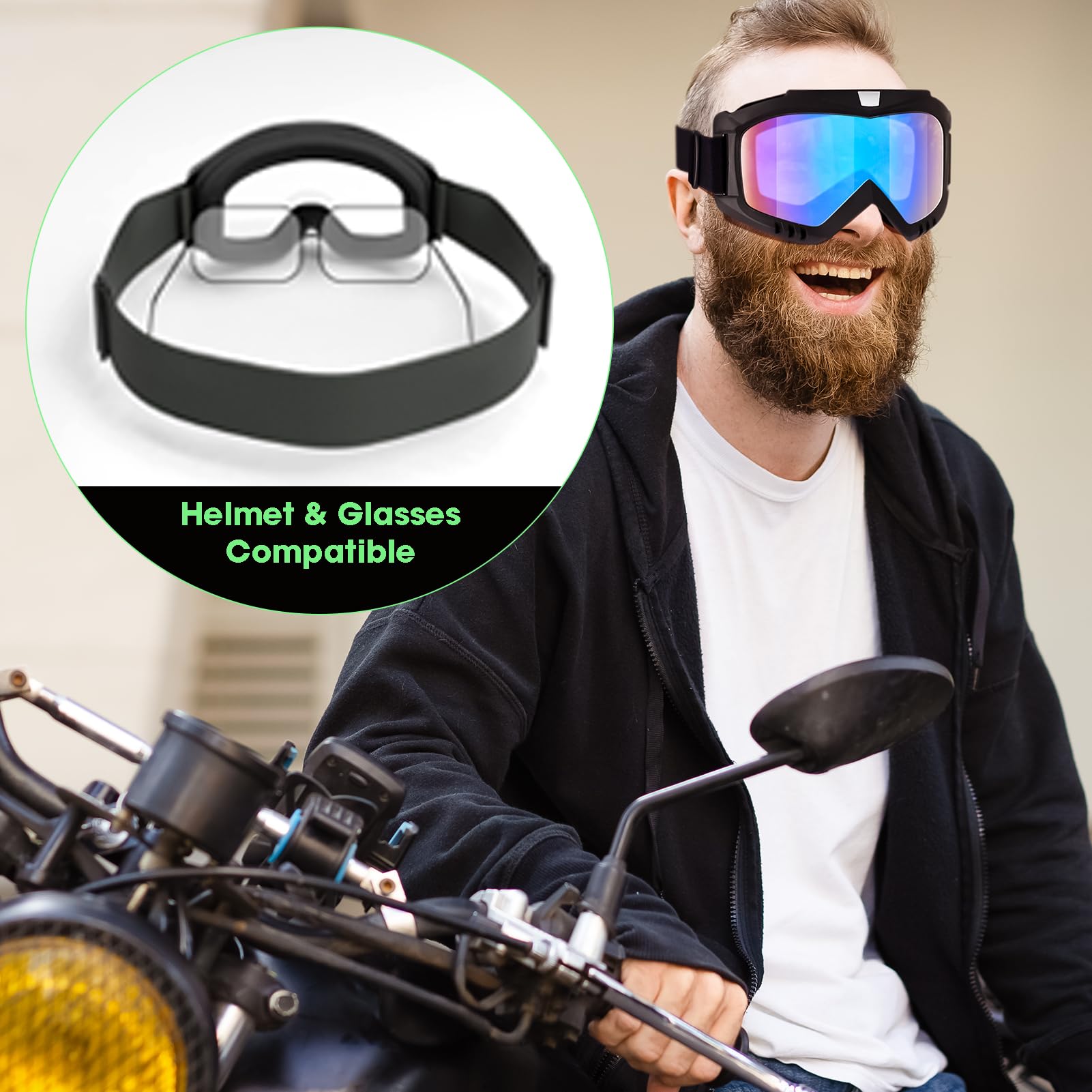 Dirt Bike Goggles, Motorcycle Goggles, 2 Pack Atv Goggles, Riding Goggles, Ski Goggles, Windproof Glasses, Racing Helmet Goggles