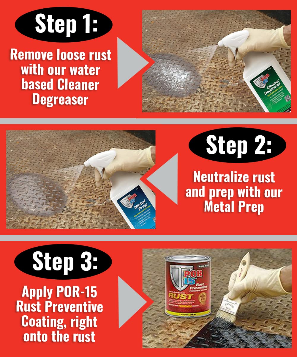 Por-15 Rust Preventive Coating, Stop Rust And Corrosion Permanently, Anti-Rust, Non-Porous Protective Barrier, 32 Fluid Ounces, Semi-Gloss Black