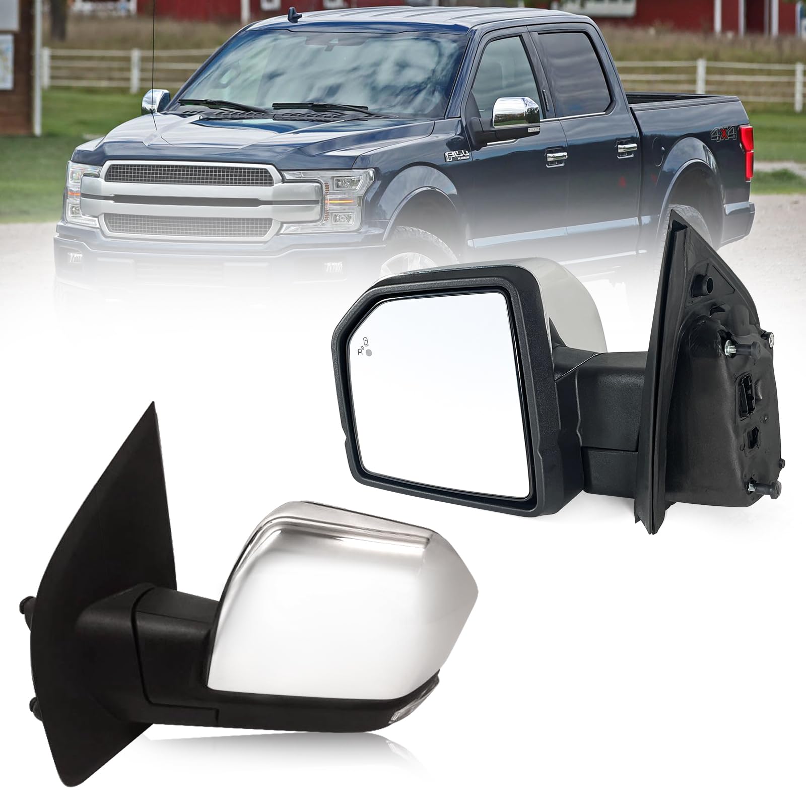 Lqito Left Driver side Mirror with Power Glass,Heated, Puddle Lights, Blind Spot Detection, Turn Signal,Mirror Memory and Power 