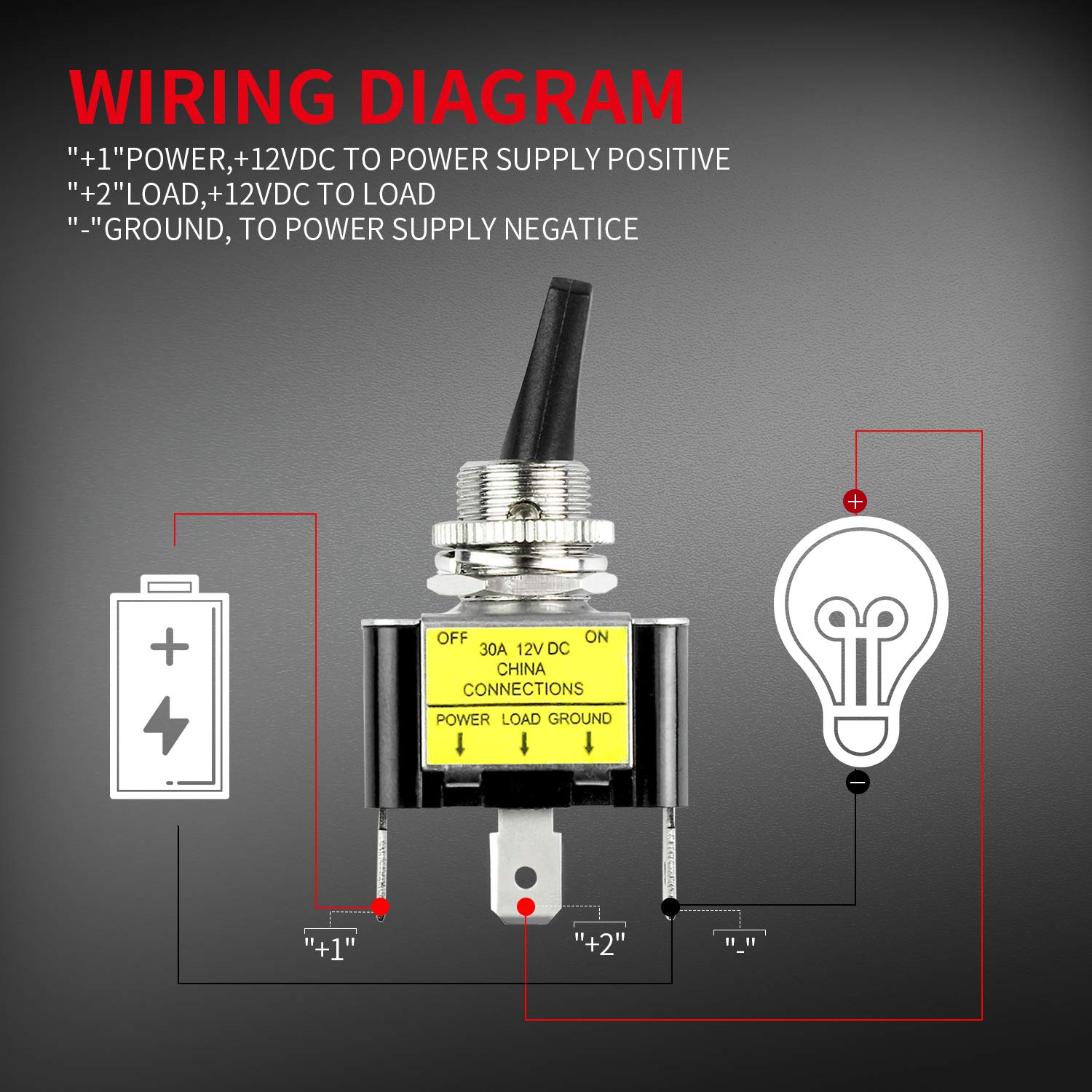 Daiertek Illuminated Toggle Switch 12V Led, Green Led Lighted Toggle Switch 12 Volt Single Pole 30 Amp 12V For Automotive Car Ai