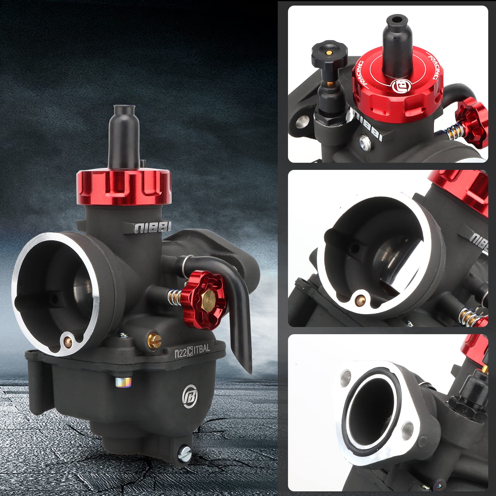 Nibbi Carburetor Pe22Mm, Fits 125Cc 130Cc 140Cc Flange Motorcycle Engines, With Main Pilot Jet, Fits For Apollo Rfz125 Ssr125 Gy6 Atv Pit Dirt Bike Taotao Predator212