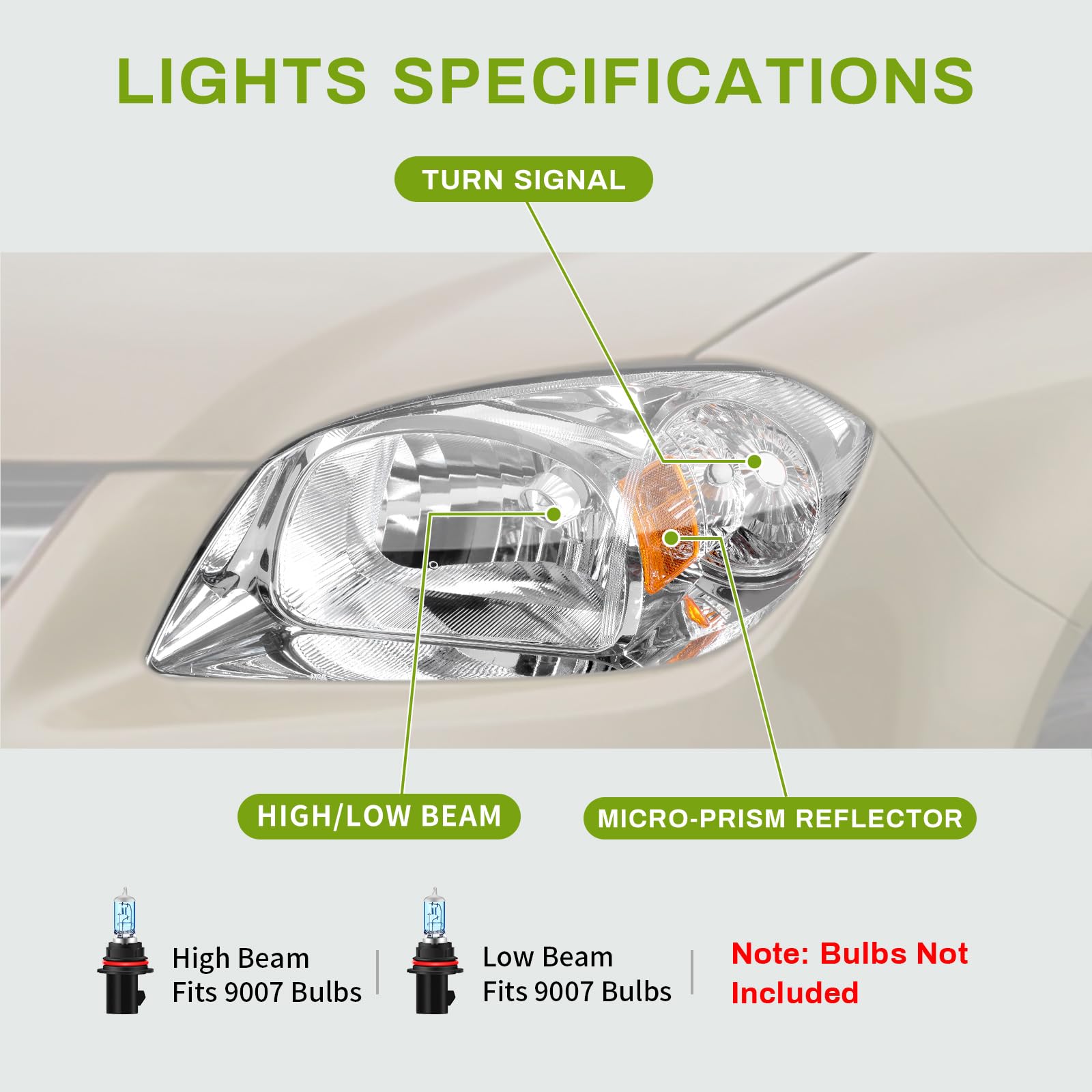Autosaver88 Headlight Assembly Compatible With 2005-2010 Chevy Cobalt/ 2005-2006 Pursuit/ 2007-2009 Pontiac G5 Chrome Housing Am