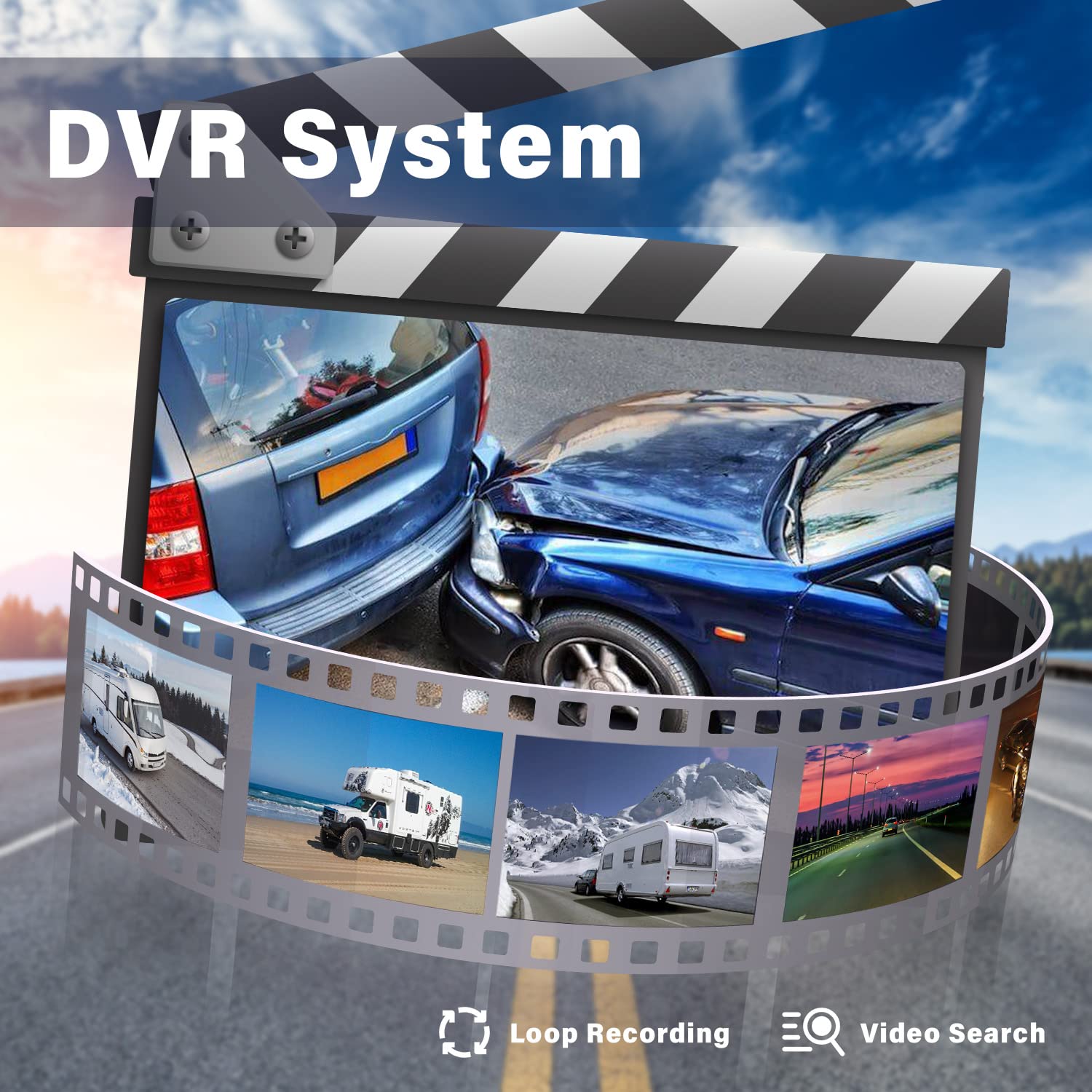 Erapta 1080P Wired Backup Camera System Kit,9'' Hd Dvr Monitor With Ip69 Waterproof Reverse/Side View Camera For Rv Truck/Semi B