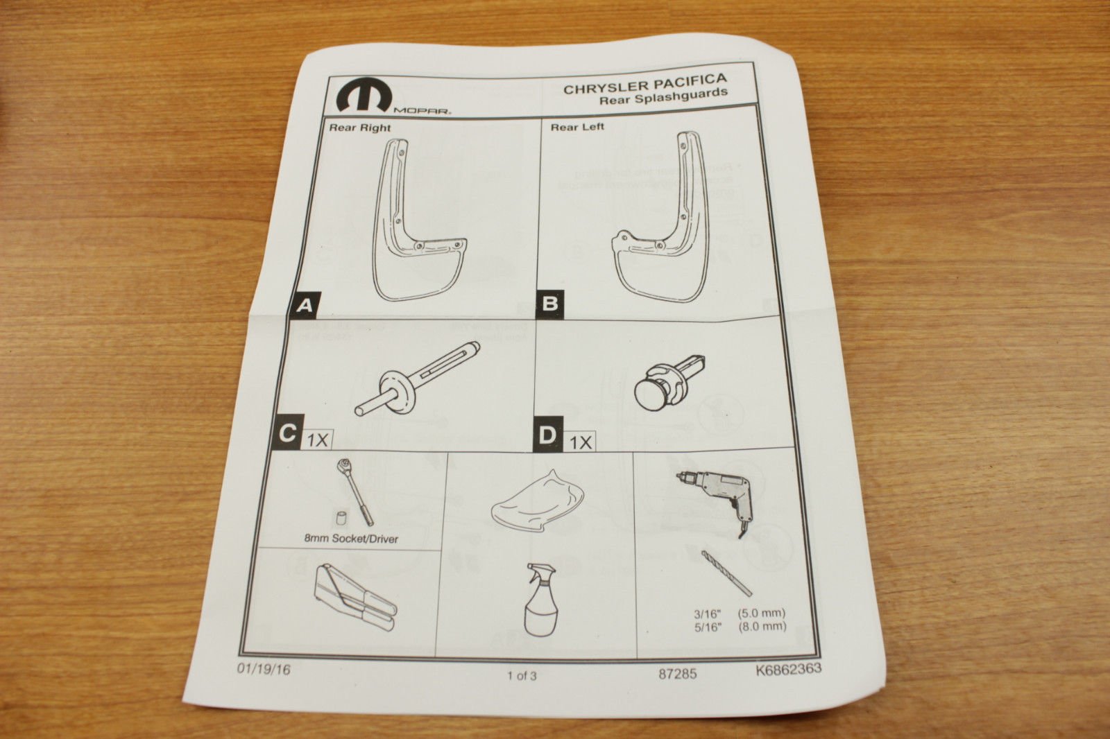 Chrysler Pacifica Rear Mud Flap Splash Guard Set Mopar Oem