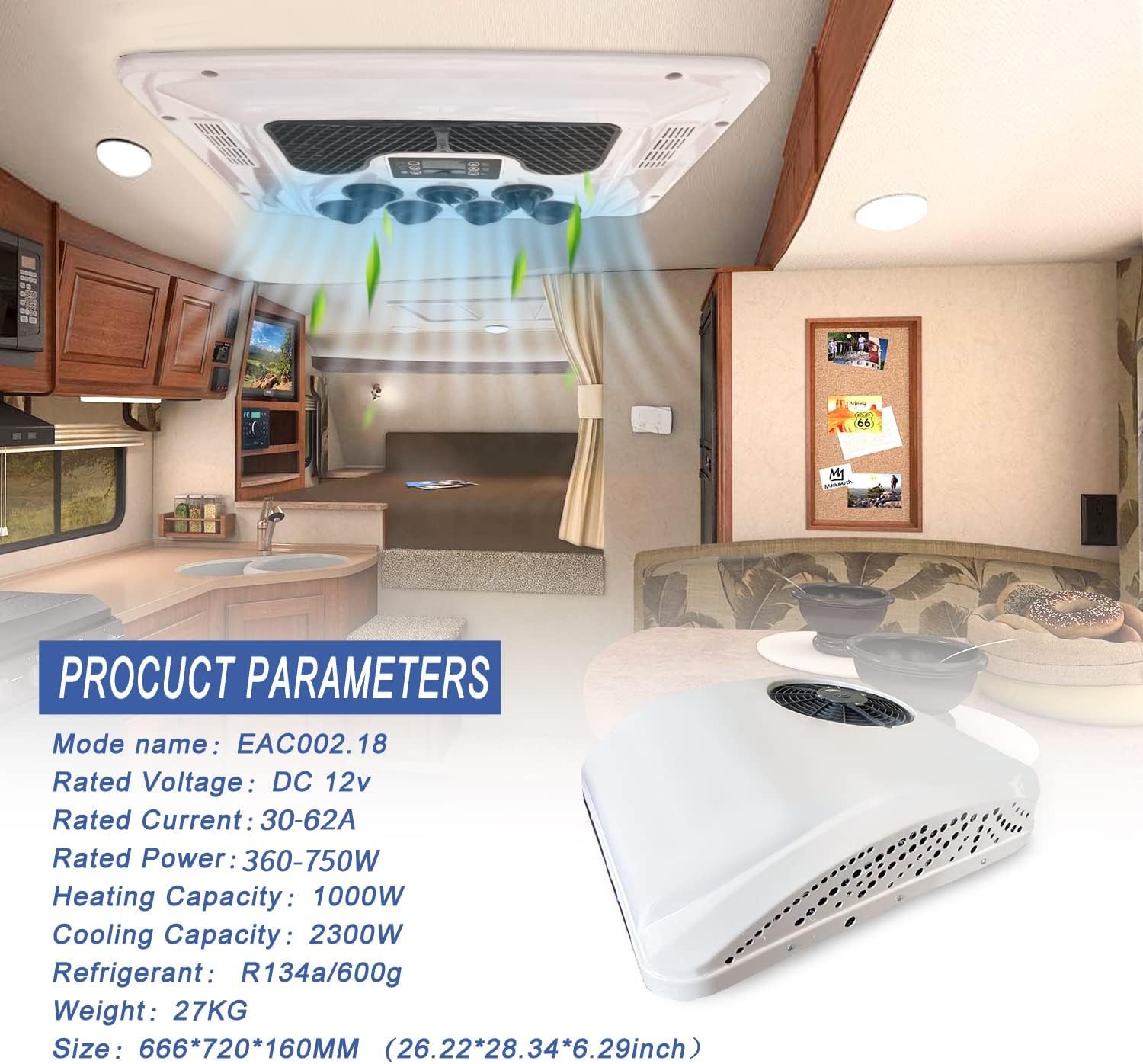 Aspligo Dc 12V Air Conditioner Electric Parking Rooftop Rv Air Conditioner Heat And Cool A/C Unit 10000Btu Fit Truck Motorhome Trailer, Scroll Compressor (12V Heating & Cooling)