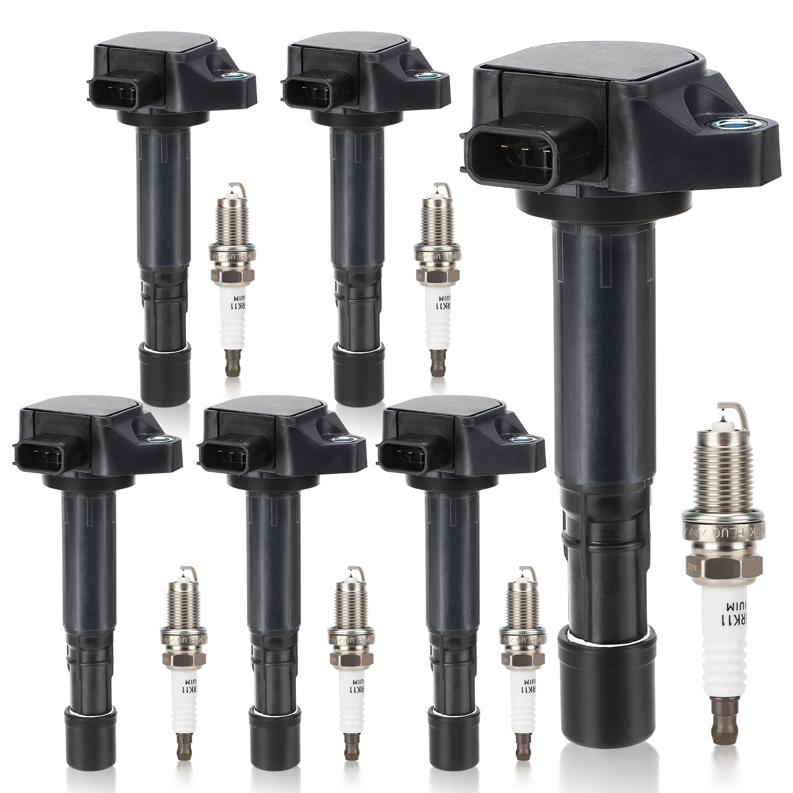Uf400 Ignition Coil & 9807B-5517W Double Iridium Spark Plug 6Pcs For Acura 01-05 El, 01-09 Mdx/Honda 01-05 Civic, 03-08 Pilot, 0