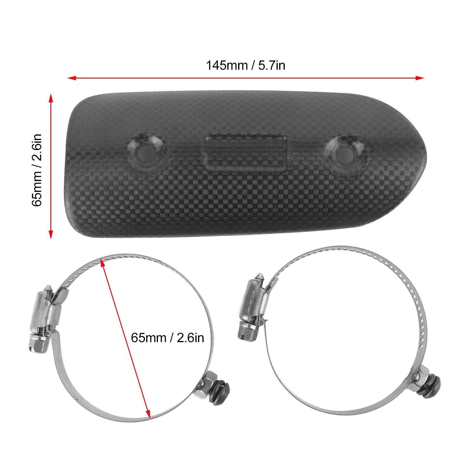 Motorcycle Pipe Heat , Universal Motorcycle 40-65Mm Carbon Fiber Mid?Pipe Heat Guard Kit With Clamps