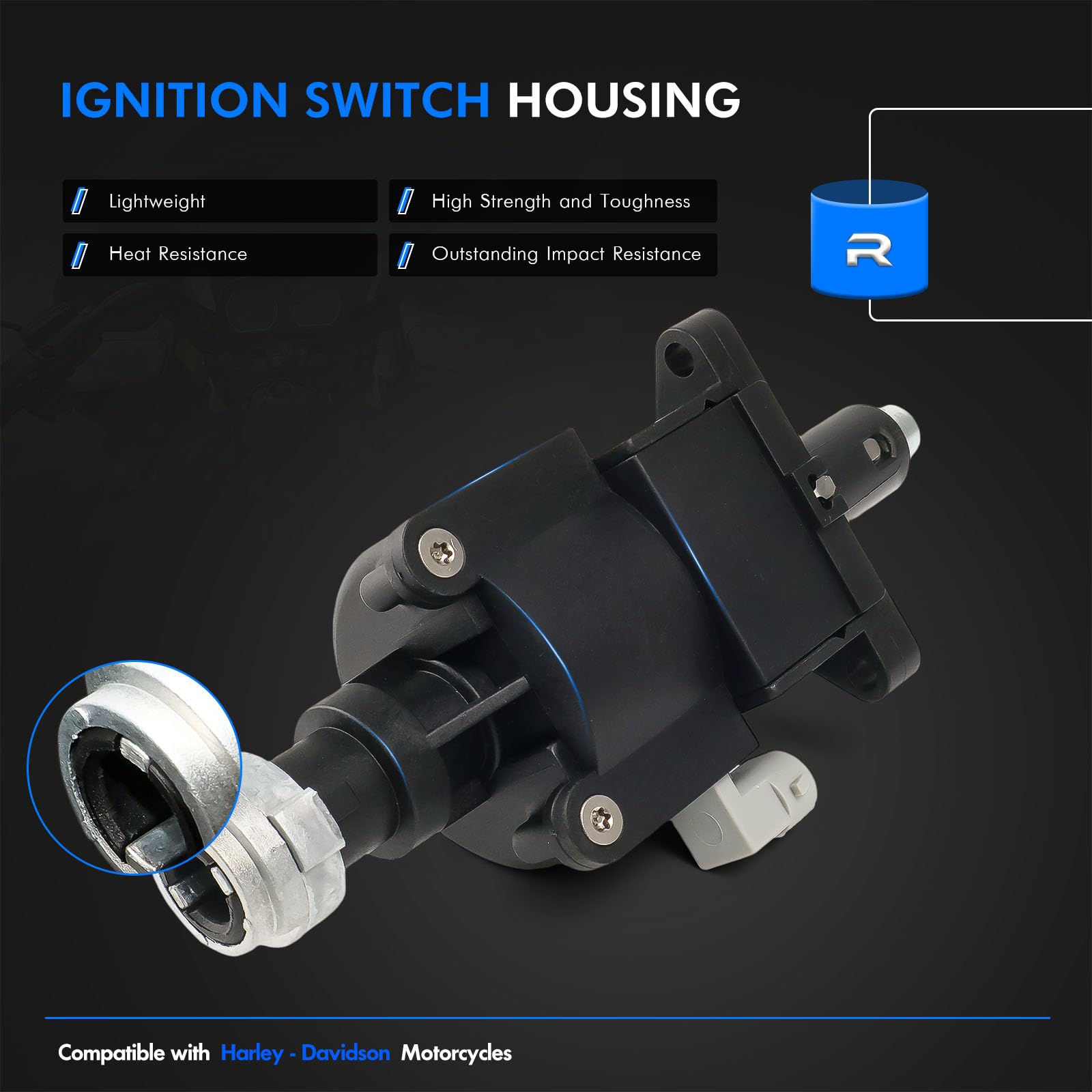 Upgrade 71400012B Ignition Switch Lock Housing Assembly Fit for 14-24 Harley Davidson Electra Road Street Tri Glide Touring Ultr