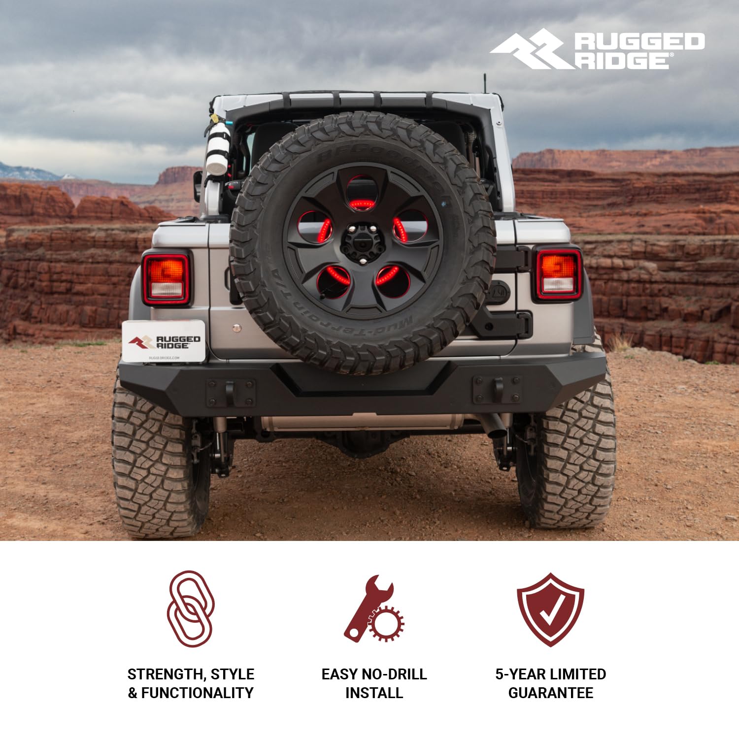 Rugged Ridge Spartan Bumper, Rear | Full-Width, Steel, Smooth Black | 11548.80 | Fits 2007-2018 Jeep Wrangler Jk