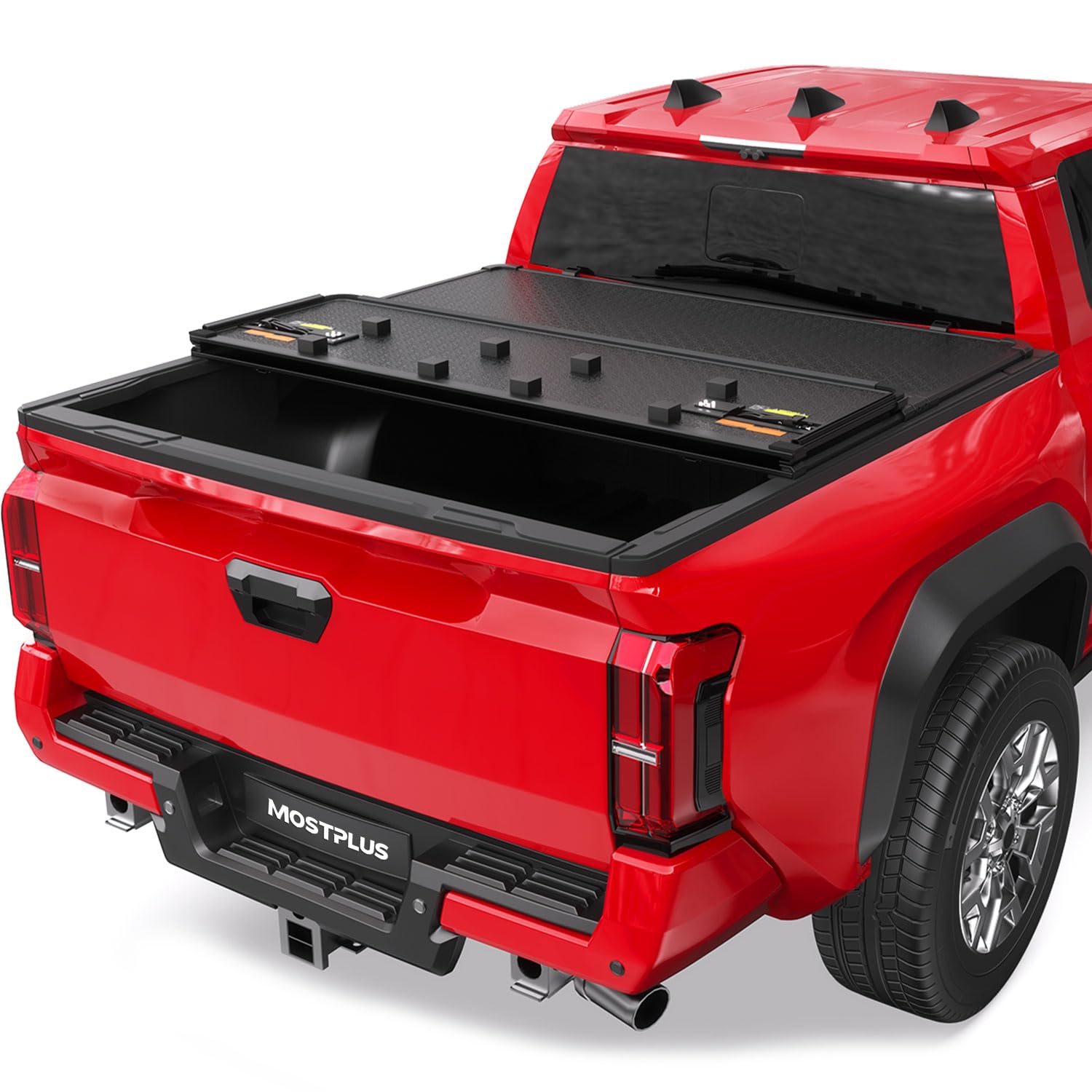 Mostplus Tri Fold Hard Truck Bed Tonneau Cover Compatible With 2016-2023 Toyota Tacoma Fleetside 3-Fold Aluminum Bed Cover-6Ft 7
