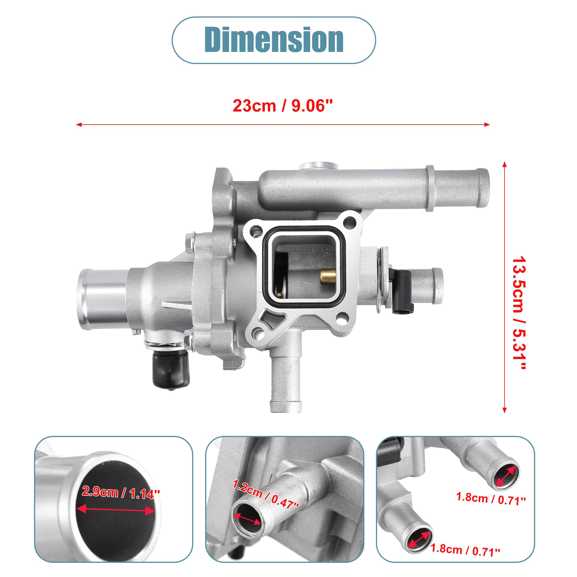 X AUTOHAUX Engine Coolant Thermostat Housing Assembly with Sensor Gasket for Chevrolet Cruze/Sonic 1.8L, Full Aluminum Alloy, Silver Tone