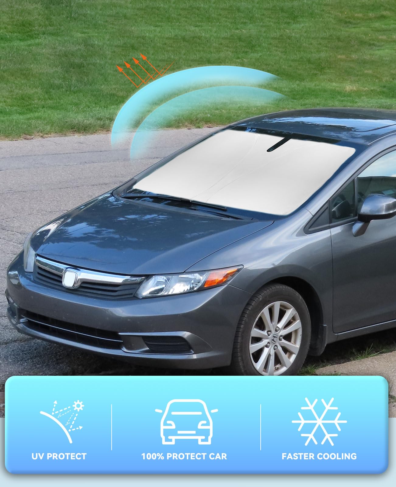 Sun Shade Windshield Sunshades Cover For Honda Civic 2012-2014 2015 Foldable Sun Visor Window Shields Fits Civic Sedan, Coupe, H