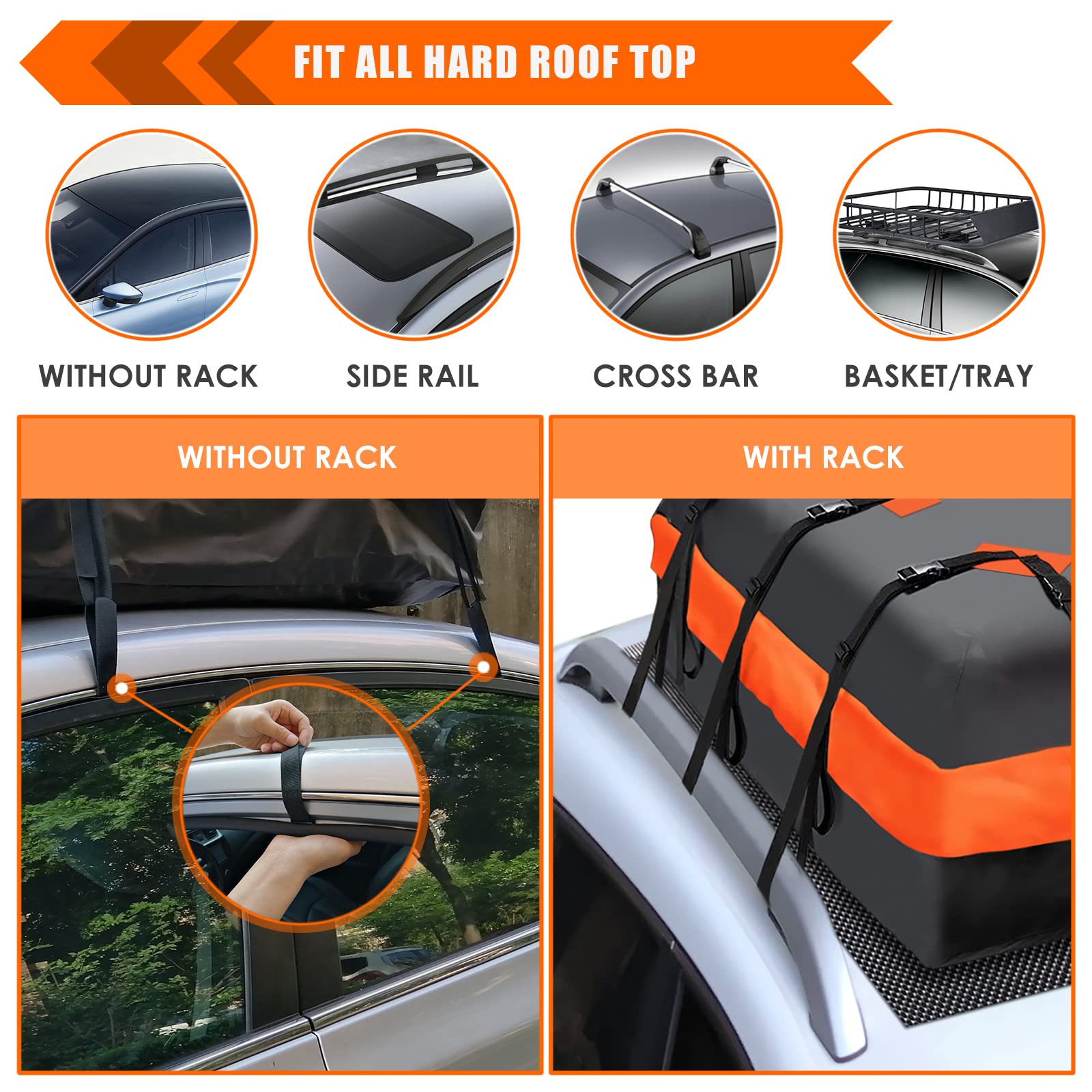 Meefar Car Roof Bag Xbeek Rooftop Top Cargo Carrier Bag 20 Cubic Feet Waterproof For All Cars With/Without Rack, Includes Anti-S