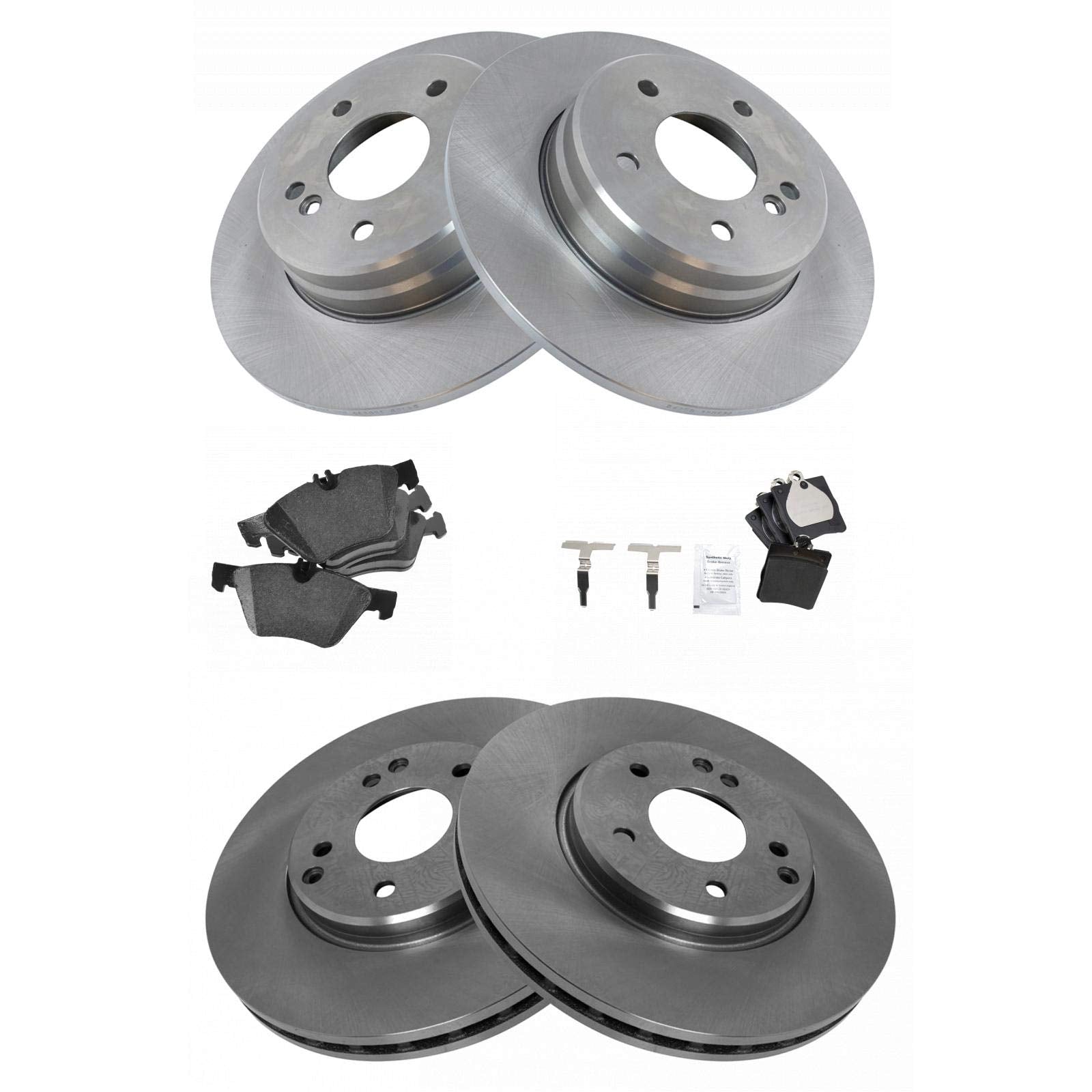 Trq Front And Rear Brake Pad & Rotor Kit Brake Pads Brake Rotor Ceramic Compatible With 2000-2003 Mercedes-Benz Clk320 Clk430 19