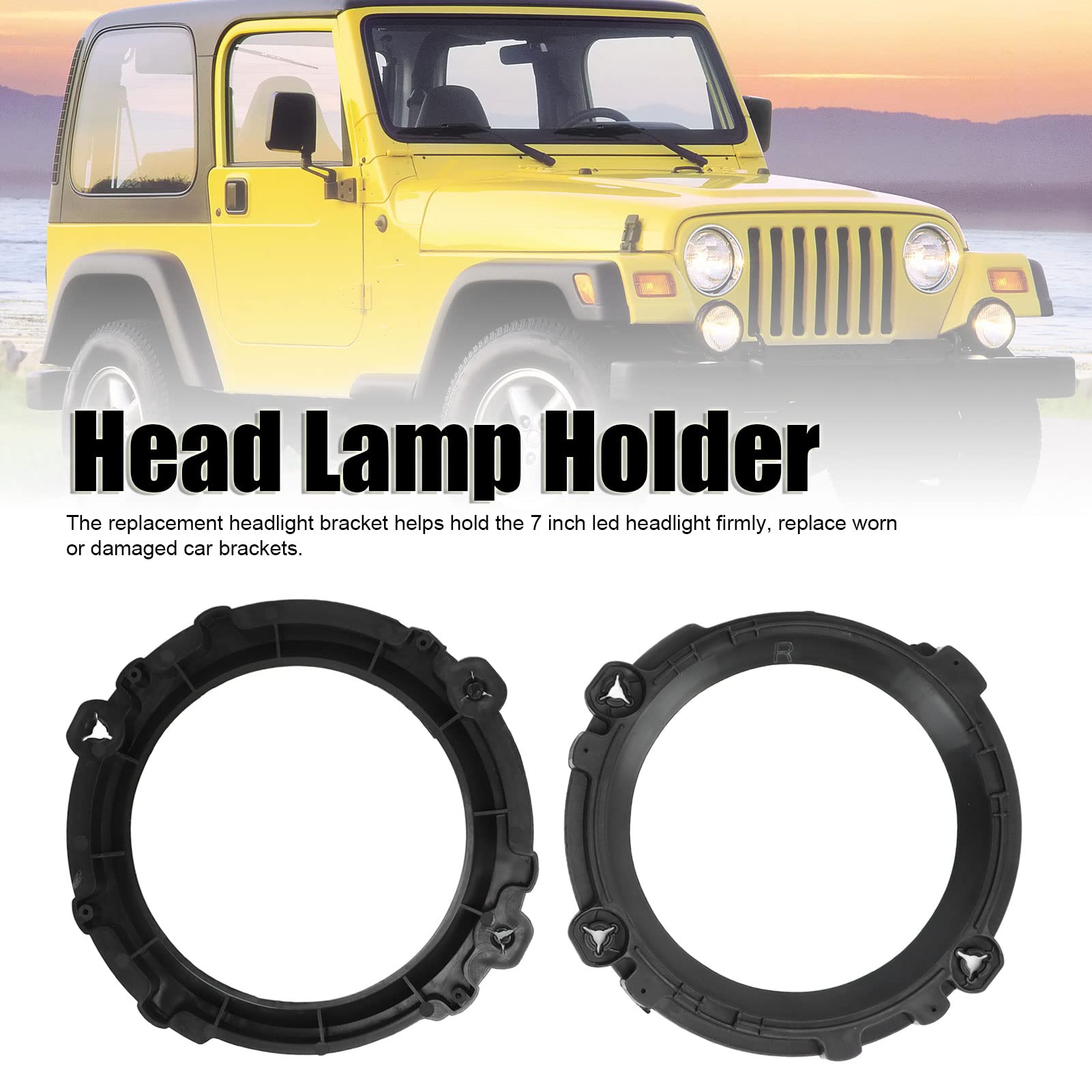 Head Lamp Bucket Base, 7 In Headlight Bezel Mounting Bracket Head Lamp Holder Retainer For Jeep Tj Models 1997-2006