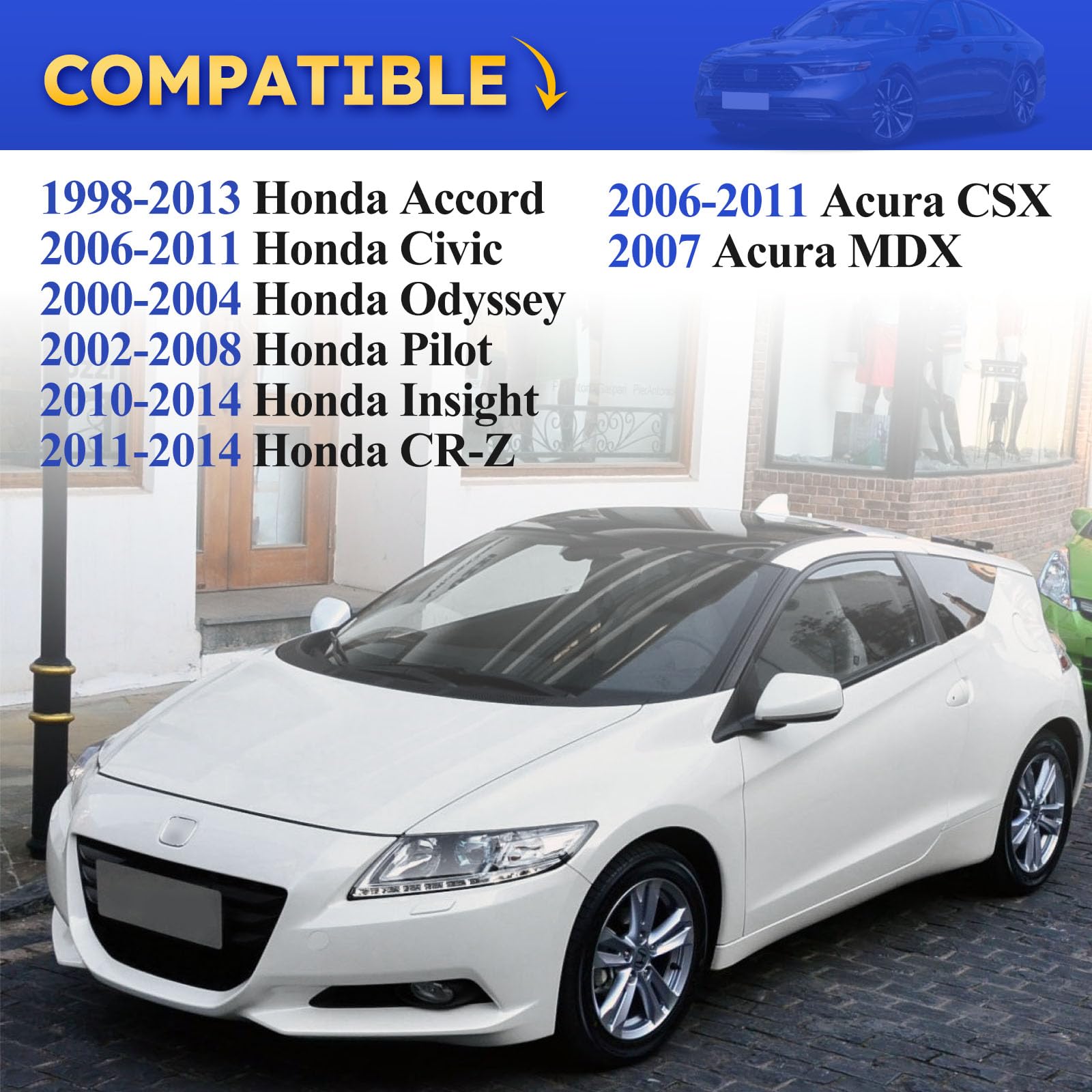 X4XZ Black 9.45 Day/Night Rear View Mirror for Honda Accord, Odyssey, Civic, Pilot, Insight CR-Z, Acura CSX, MDX 1998-2013