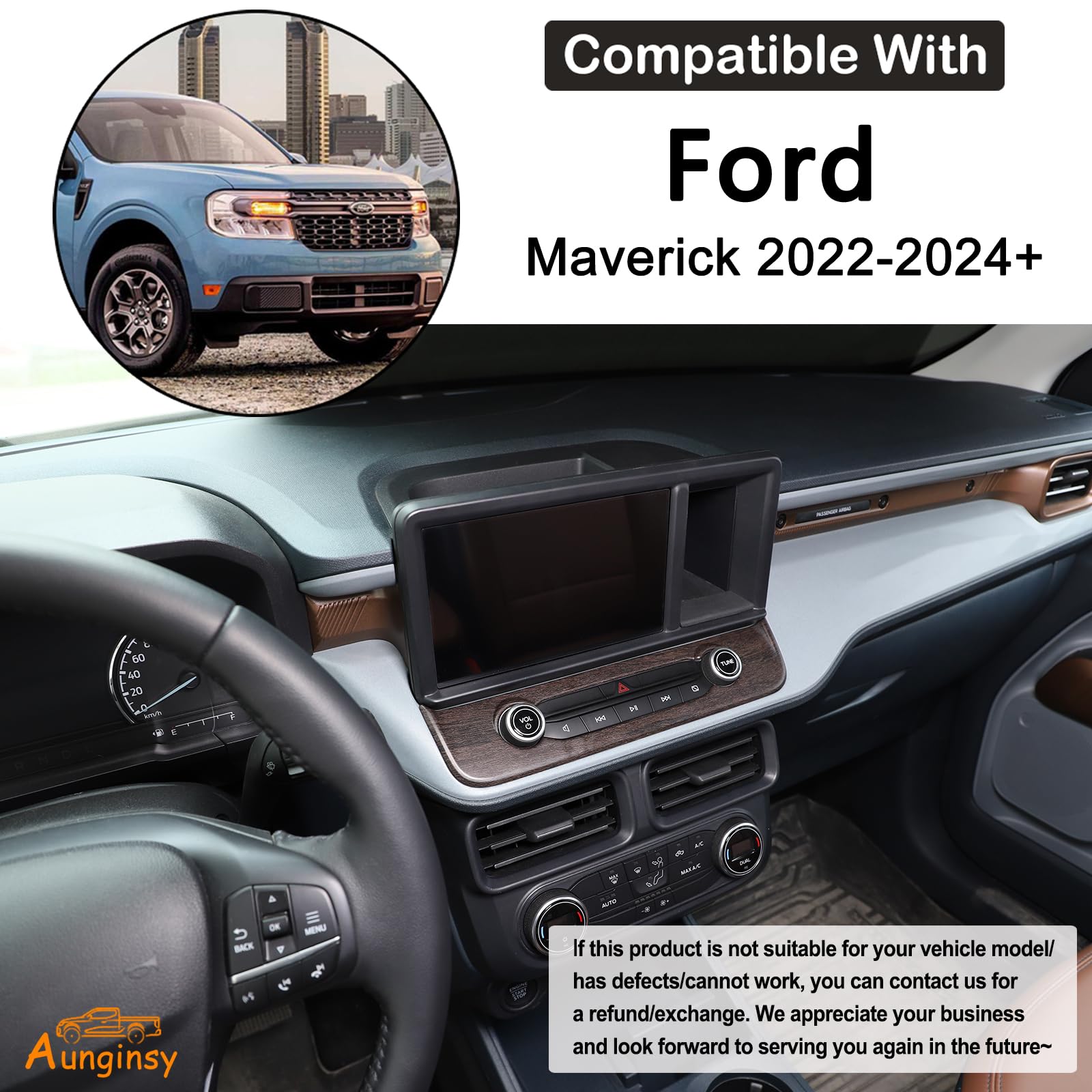 Car Central Navigation Adjustment Button Panel Cover Trim Compatible With Ford Maverick 2022-2024 Center Console Air Conditioner Switch Radio Multimedia Control Knob Button Frame Sticker Accessories