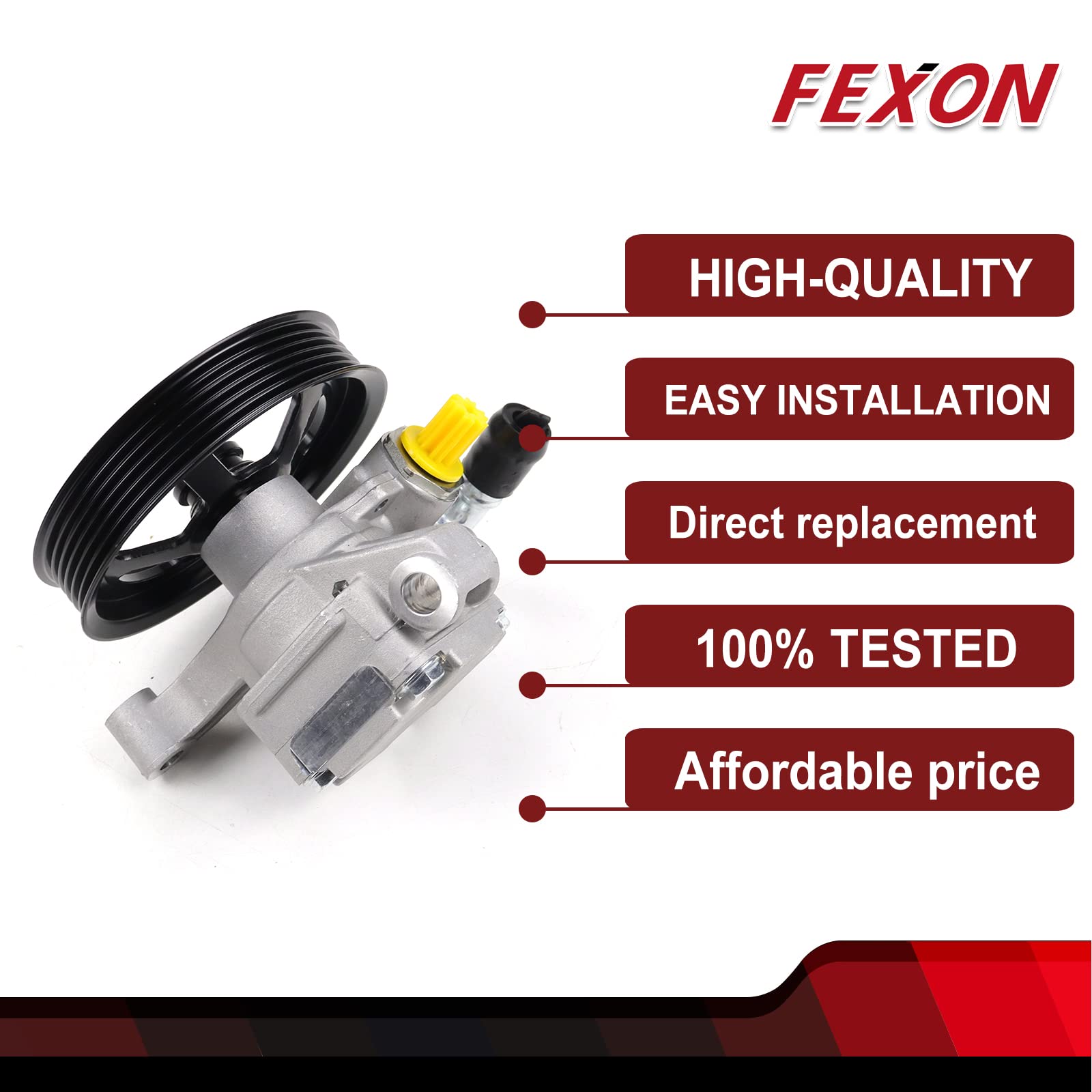 Fexon Power Steering Pump With Pulley Compatible With Buick Enclave Chevy Traverse Gmc Acadia Saturn Outlook 3.6L 2007-2017 Replaces 20954812 20-2403 96-2403