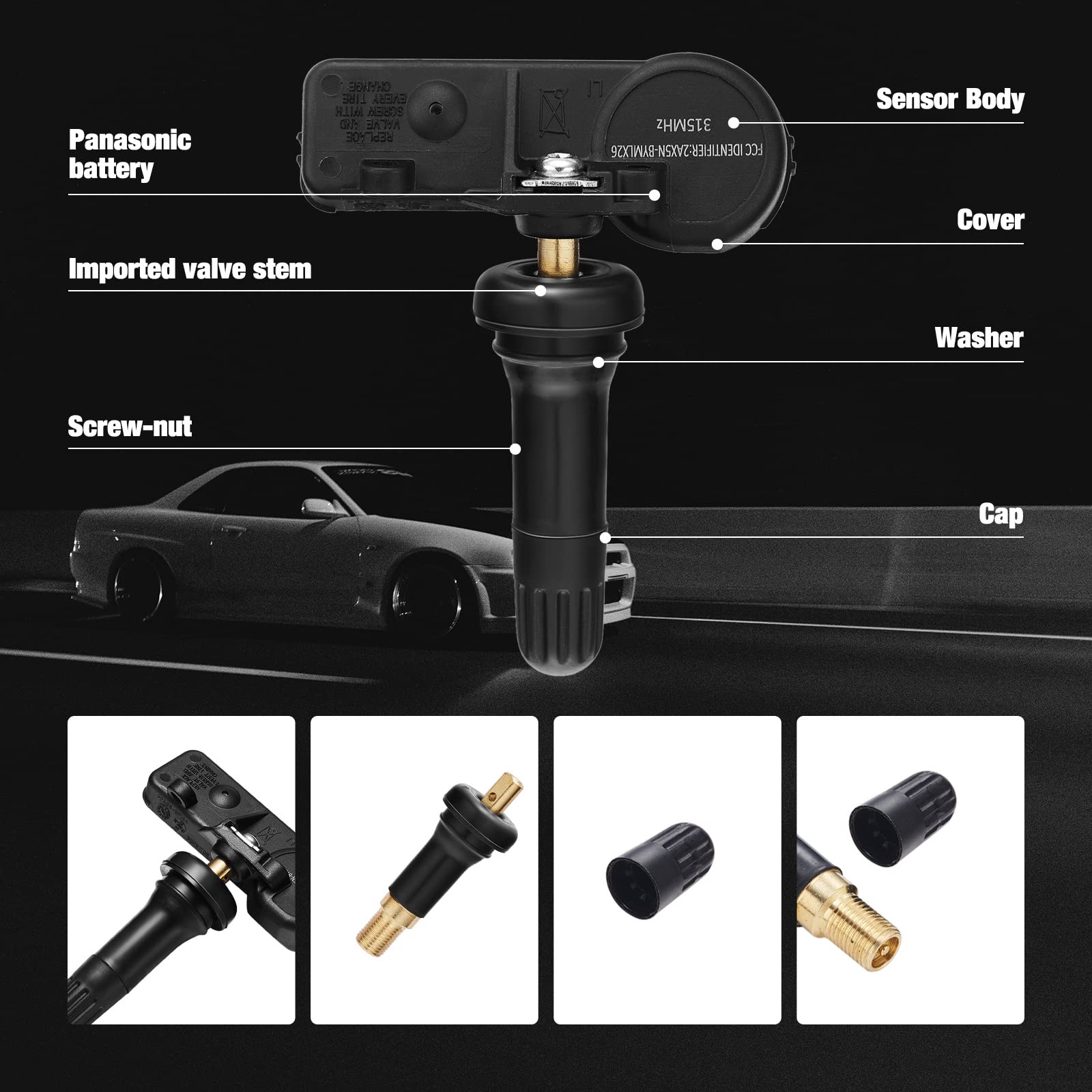 Bdfhyk Tpms Sensor 315Mhz Programmed Tire Pressure Sensor Compatible With Gm Buick Cadillac Chevy Gmc Pontiac 13598771 13598772 13586335