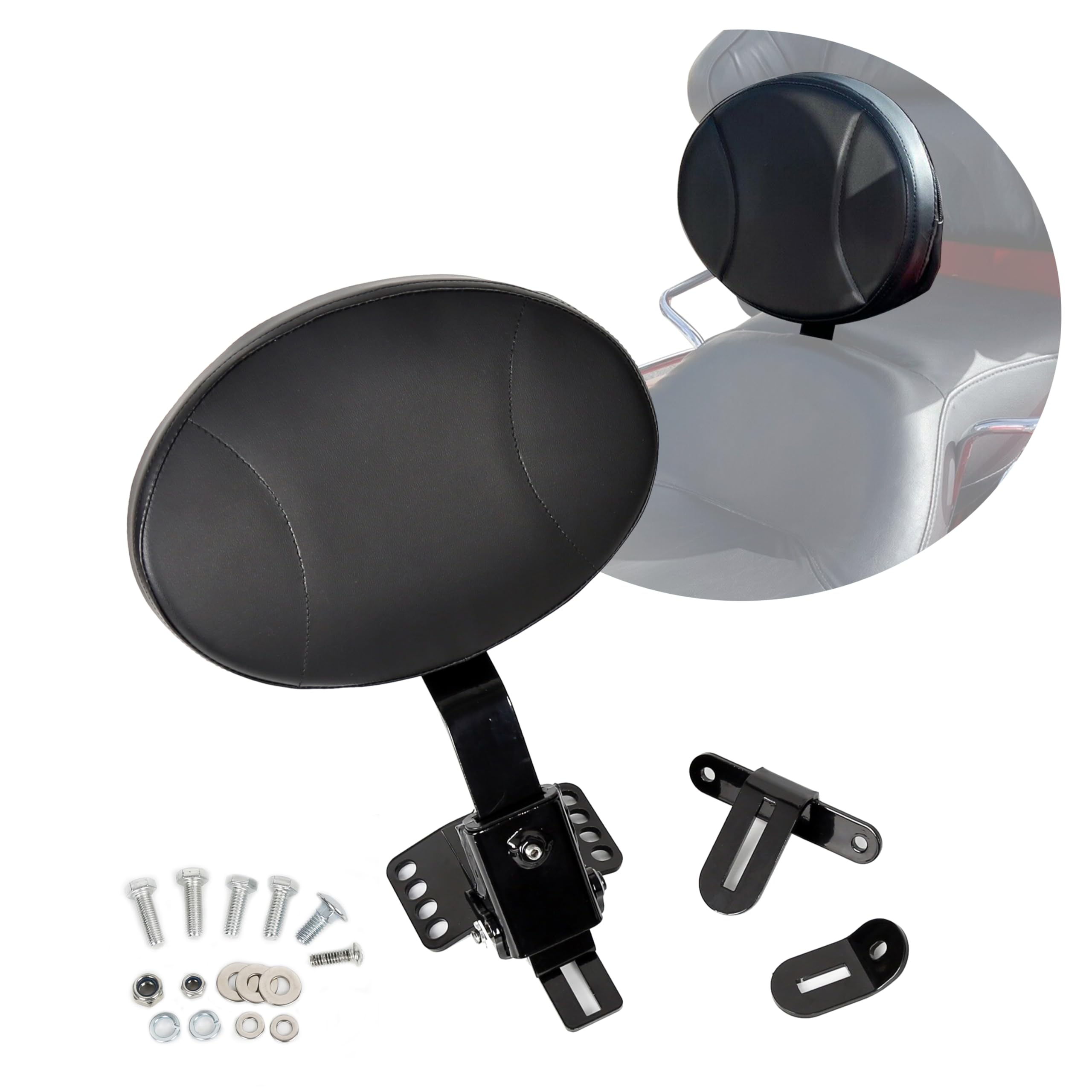 Ecotric Adjustable Plug-In Driver Rider Backrest Kit For 1988-2023 Harley Touring Fltr Flht,With A Removable Back Pocket