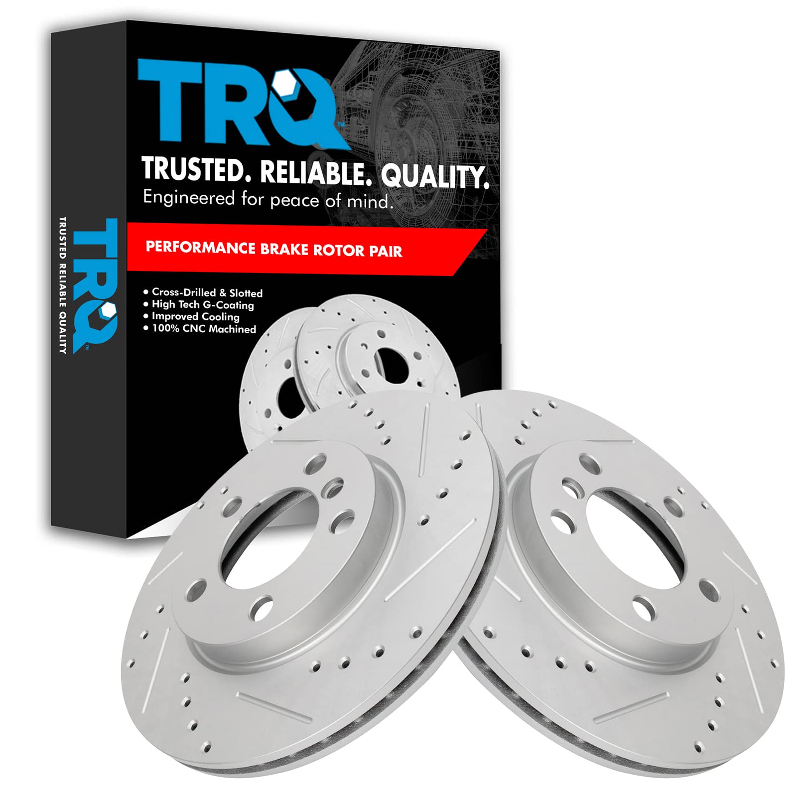 Trq Front Performance Brake Rotors Set Premium G-Coated Compatible With 2011-2016 Mini Cooper Countryman 2013-2016 Cooper Pacema