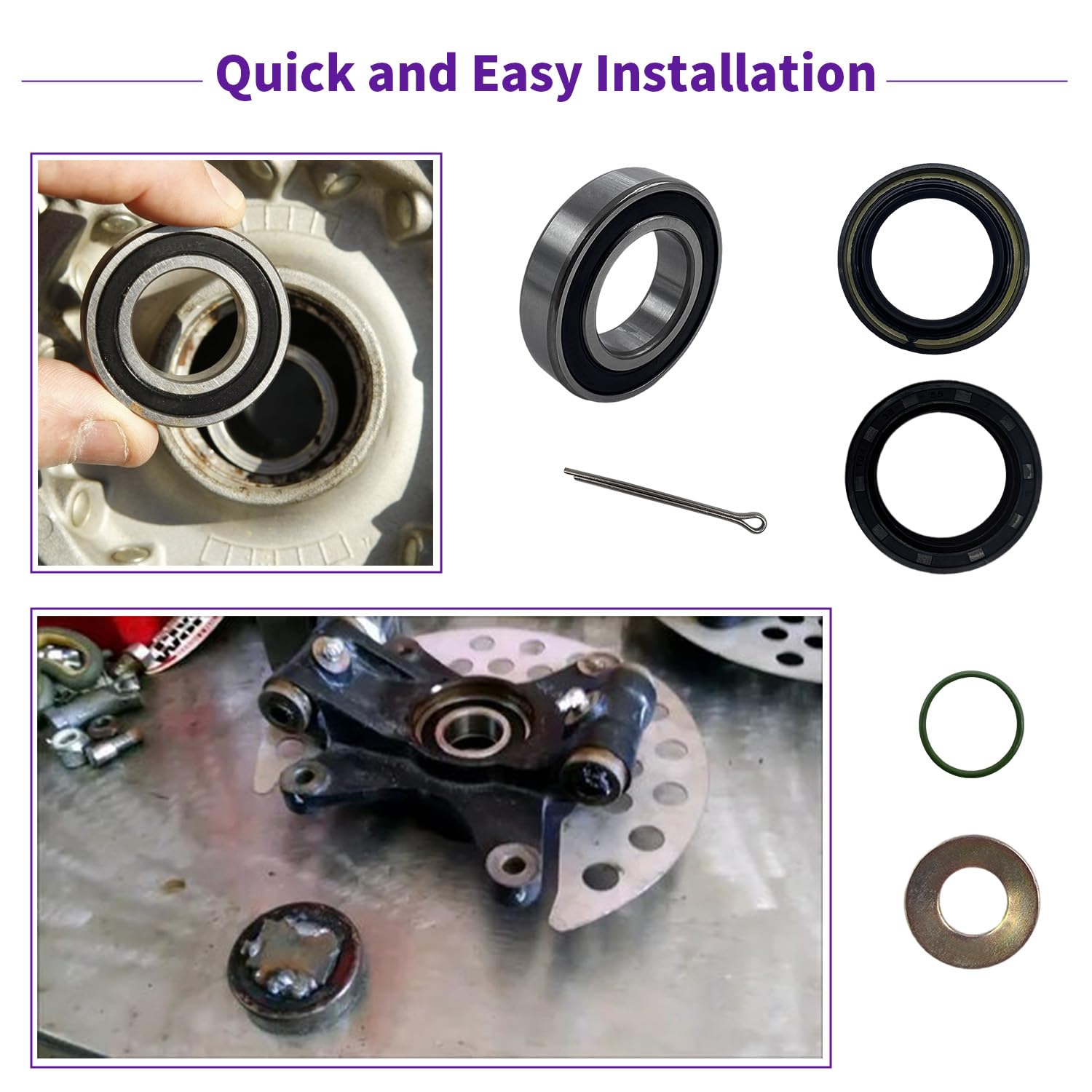 Biglknm Front Wheel Bearing Seal Kit Compatible With Suzuki Vinson 500 King Quad 250 300 400 Quadrunner 250 500 Eiger 400 Lt-F500F Lt-A500F Lt-F400 Lt-F400F Lt-4Wd Ltf-250 Lt-F250F Ltf300F Ltf400F